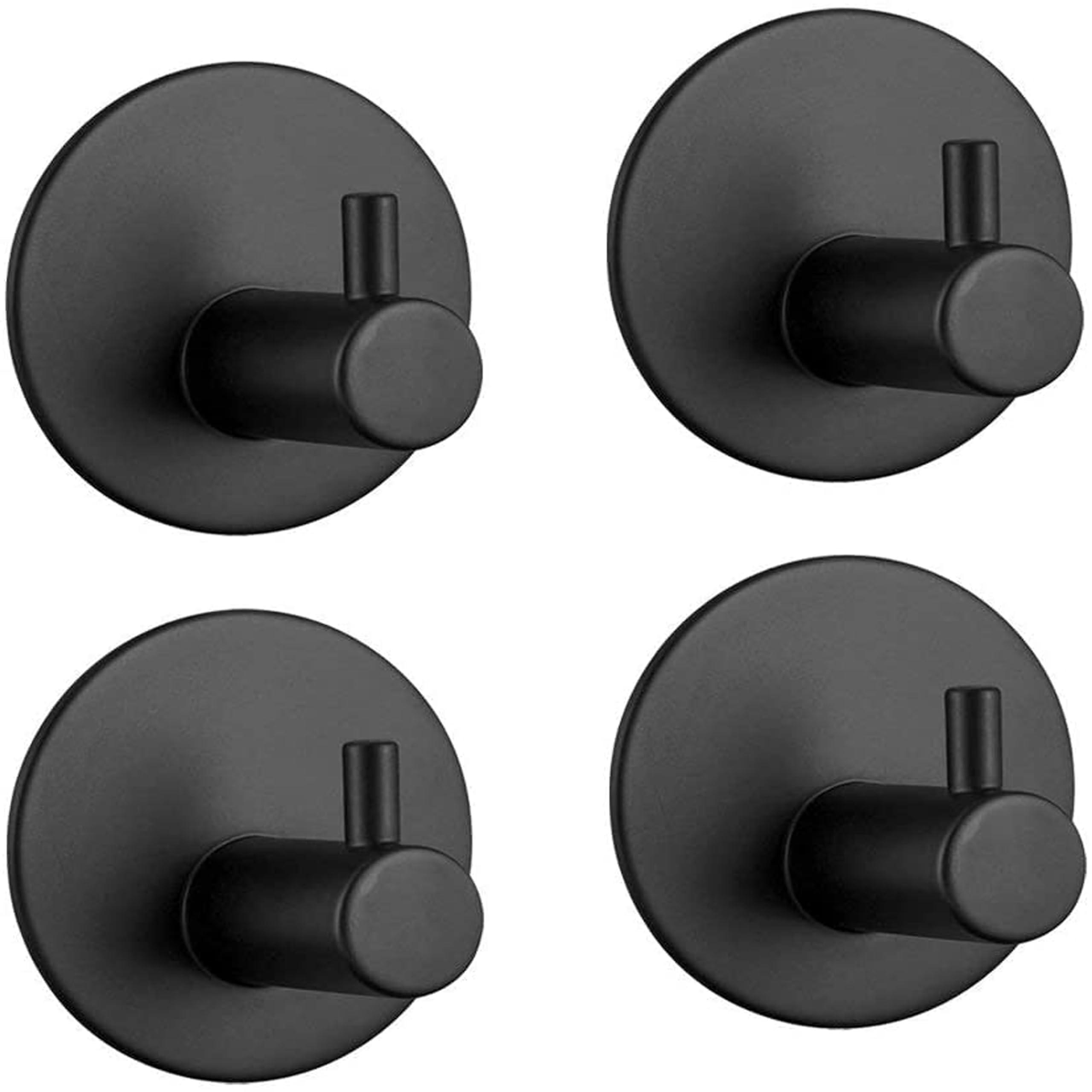 JIALTO Wall Towel Hooks Coat Hook Bathroom Matte Black Robe Hook SUS 304 Stainless Steel Heavy Duty Door Hanger Towel Robe Clothes Cabinet Closet Sponges Hook for Bathroom Kitchen Pool 4 Pack