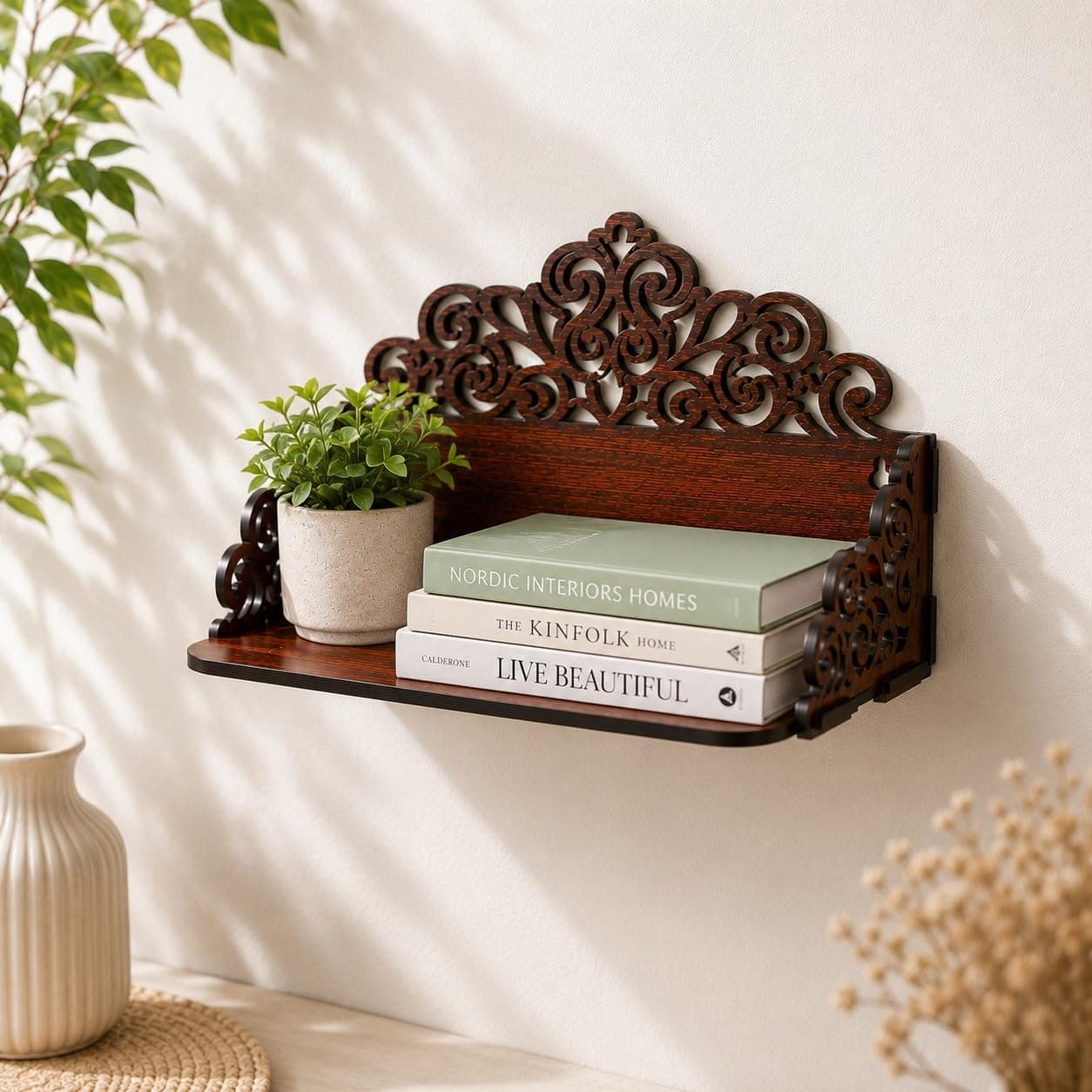 Gift Kya De Wall Shelf for Living Room | Designer Wall Mounted Shelf for Home Decor, Books, Showpieces & TV Accessories | GKD Strong & Stylish Wall Rack | Made in India