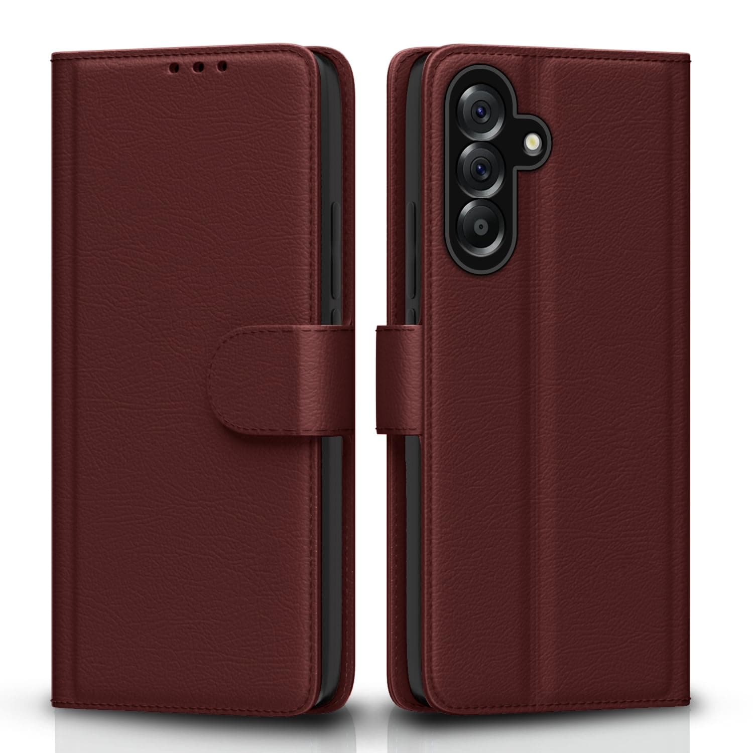 Pikkme Flip Cover for Samsung Galaxy A56 5G | Leather Finish | Shockproof with Card Pockets & Wallet Stand | Ultimate Protection Case(Brown)