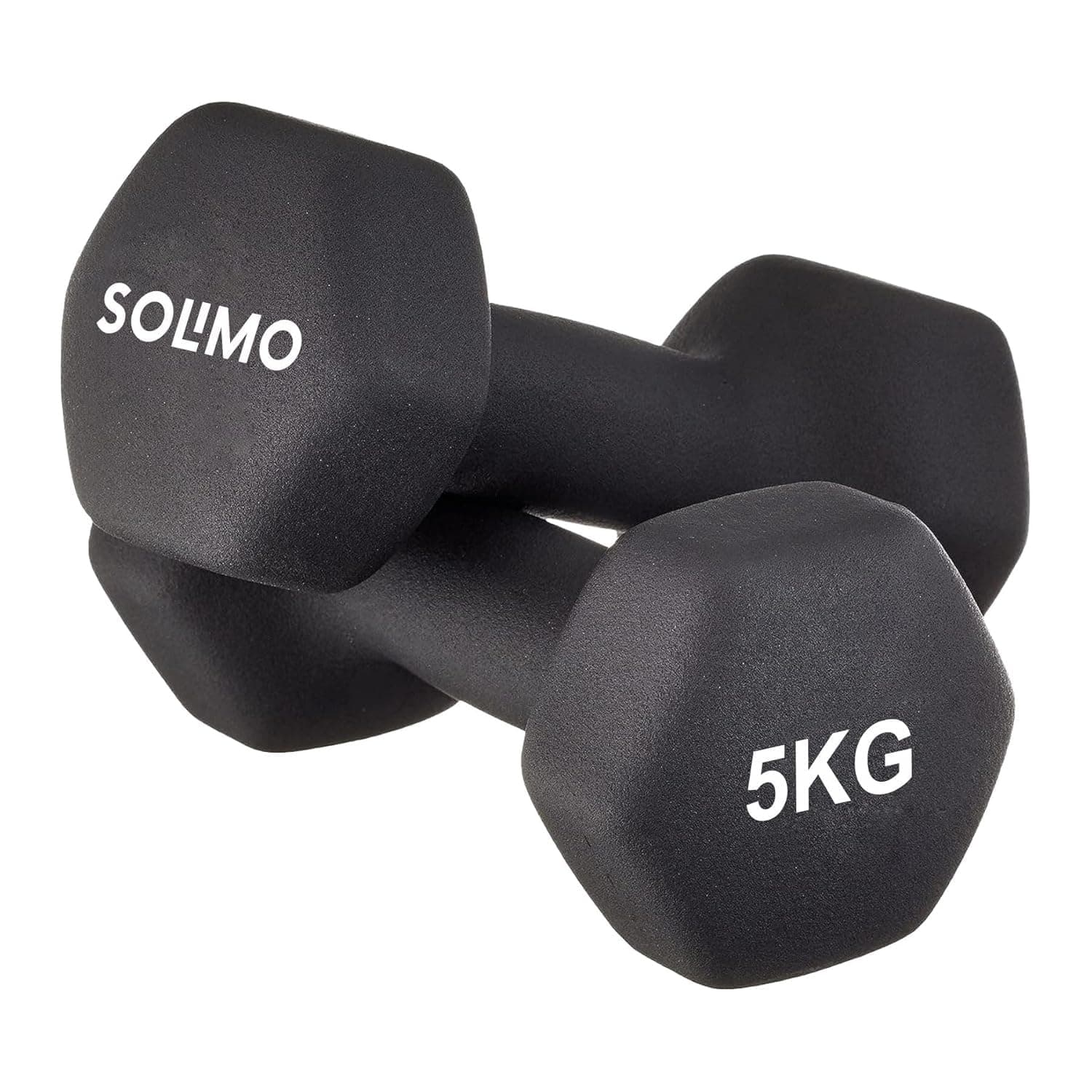 Amazon Brand - Solimo Neoprene Dumbbell 5 Kg, Set of 2 (Black)