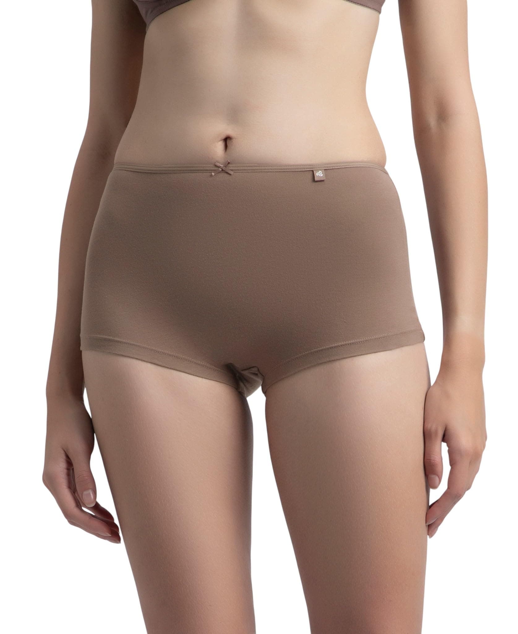 Jockey SS04 Women's High Coverage Super Combed Cotton Elastane Stretch Boy Leg with Concealed Waistband and StayFresh Treatment_Deep Taupe_XL
