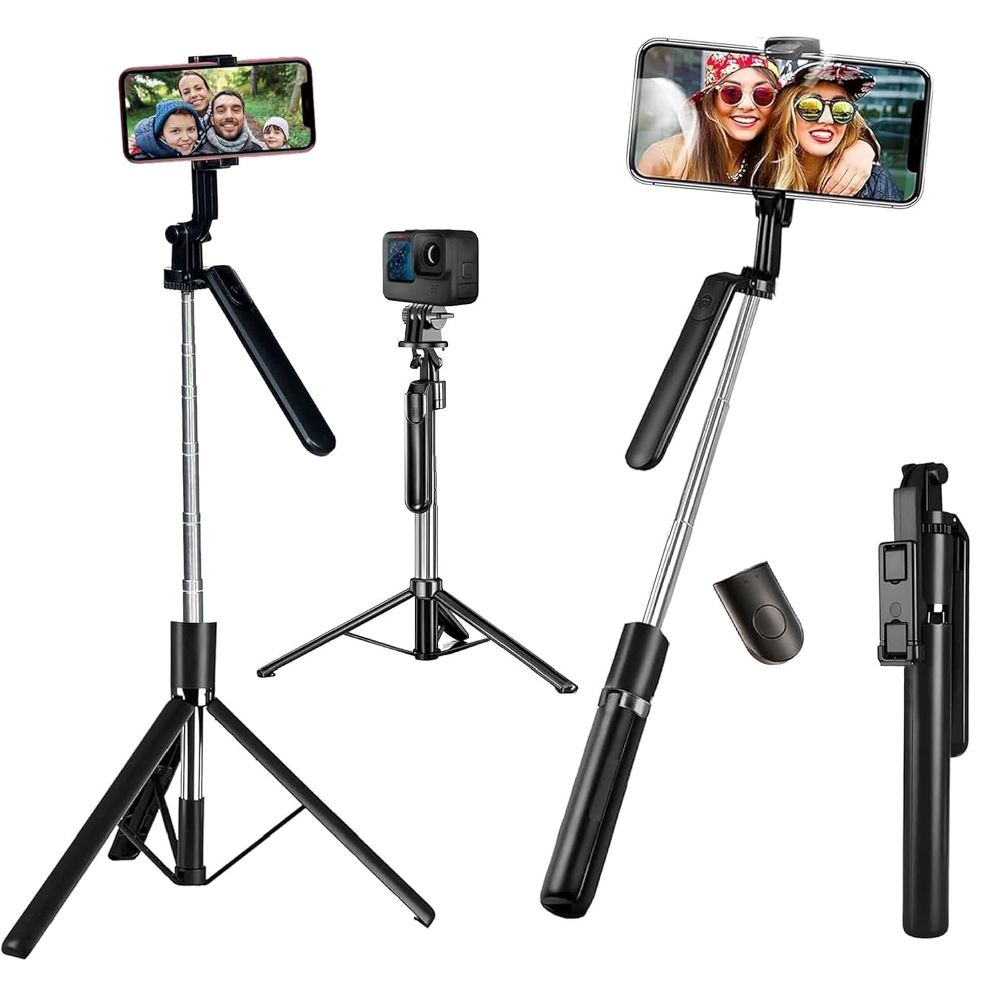 Kratos R16 Long Selfie Stick Tripod Stand 67 inch/1.7 M, 360° Rotation Handle for Anti Shake Shooting Tripod, Multifunctional Bluetooth Tripod for Mobile Phone for Vlogging, Live Stream and Travel