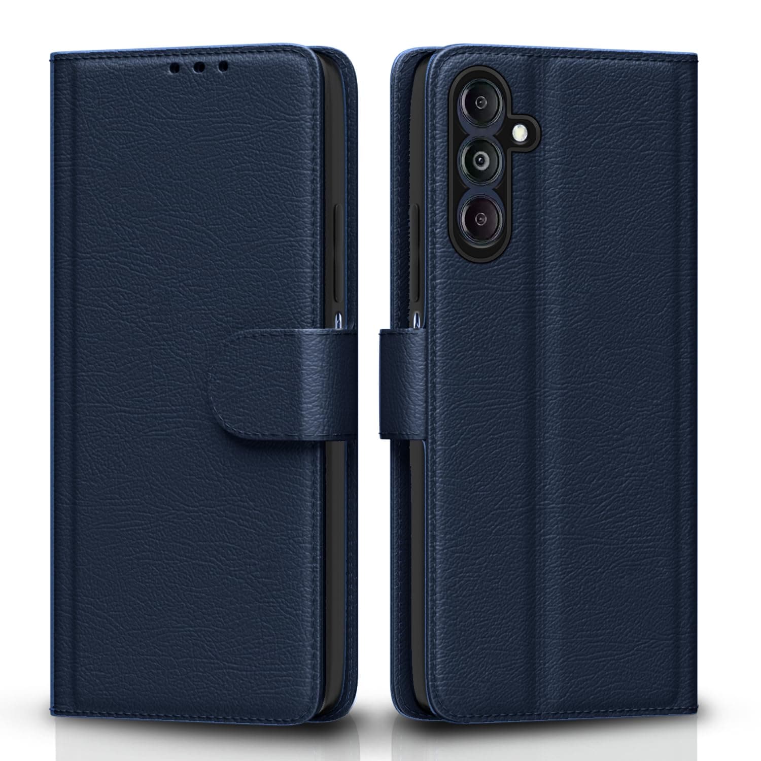 Pikkme Flip Cover Leather Finish | Inside TPU with Card Pockets | Wallet Stand and Shock Proof | Complete Protection Flip Case for Samsung Galaxy M14 5G(Blue)