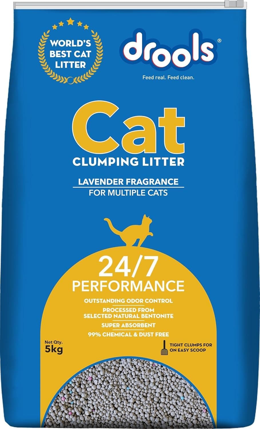Drools Cat Litter for Multiple Breeds 5kg | Lavender | Pet & People Friendly | Long Lasting | Super Absorbent