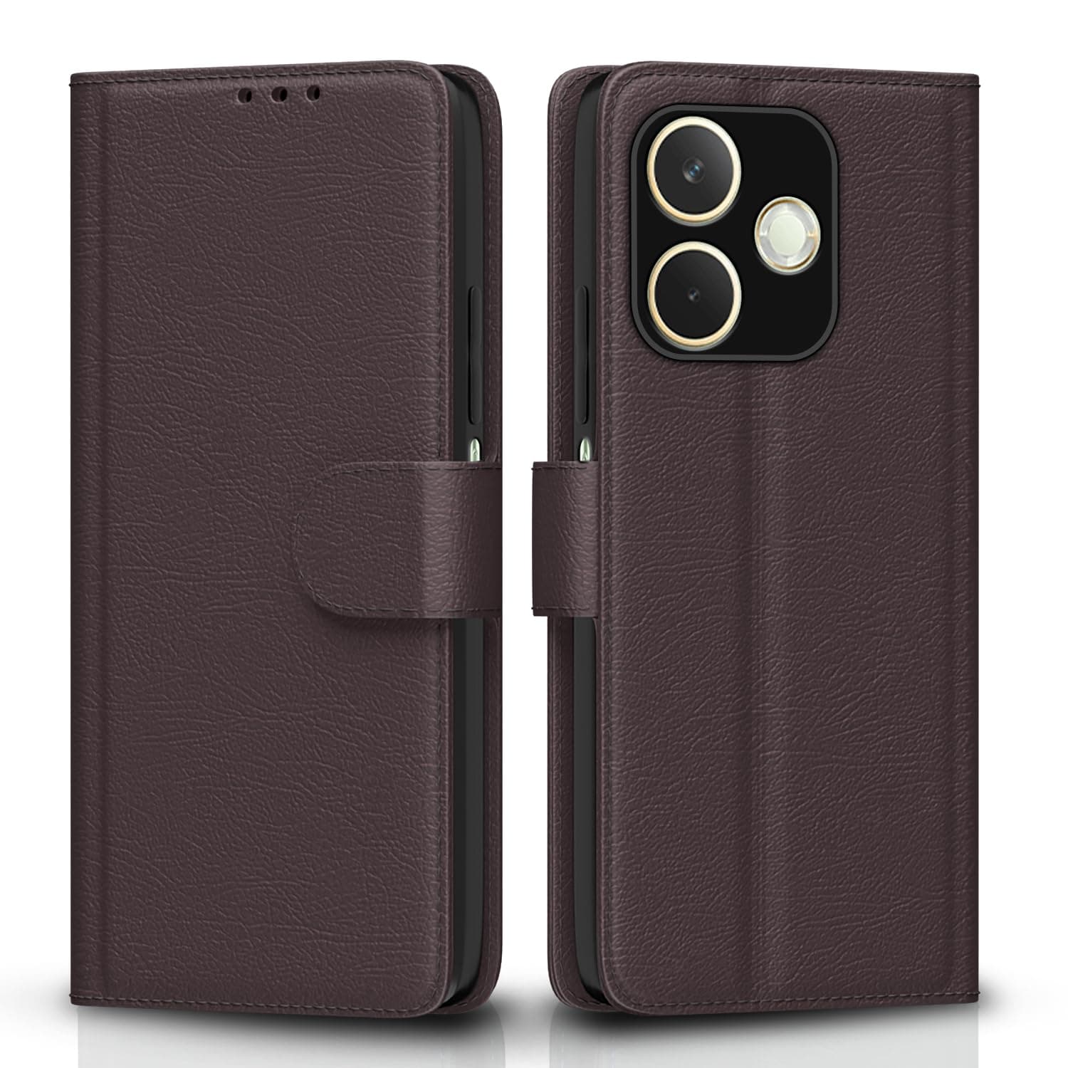Pikkme Flip Cover for Oppo A5 Pro 5G Leather Finish | Inside TPU with Card Pockets | Wallet Stand and Shock Proof | Complete Protection Flip Case(Coffee)