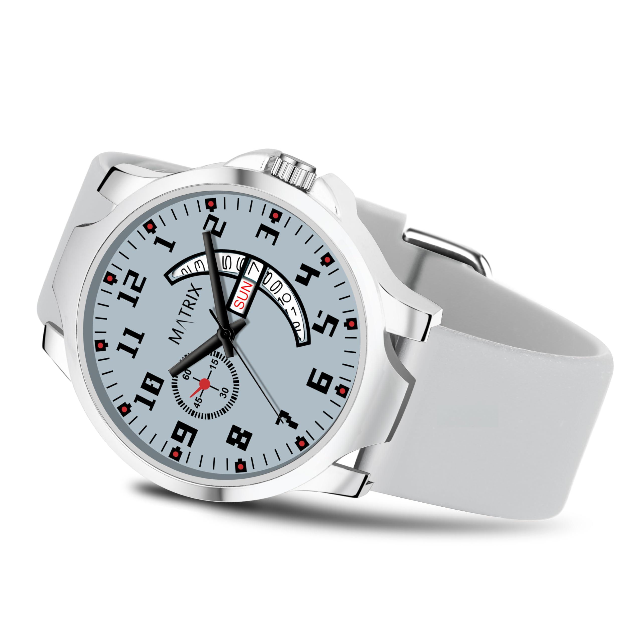 Matrix Classic 2.0 Day & Date Analog Watch with Softest Silicone Strap for Men & Boys (Teal) (Grey)