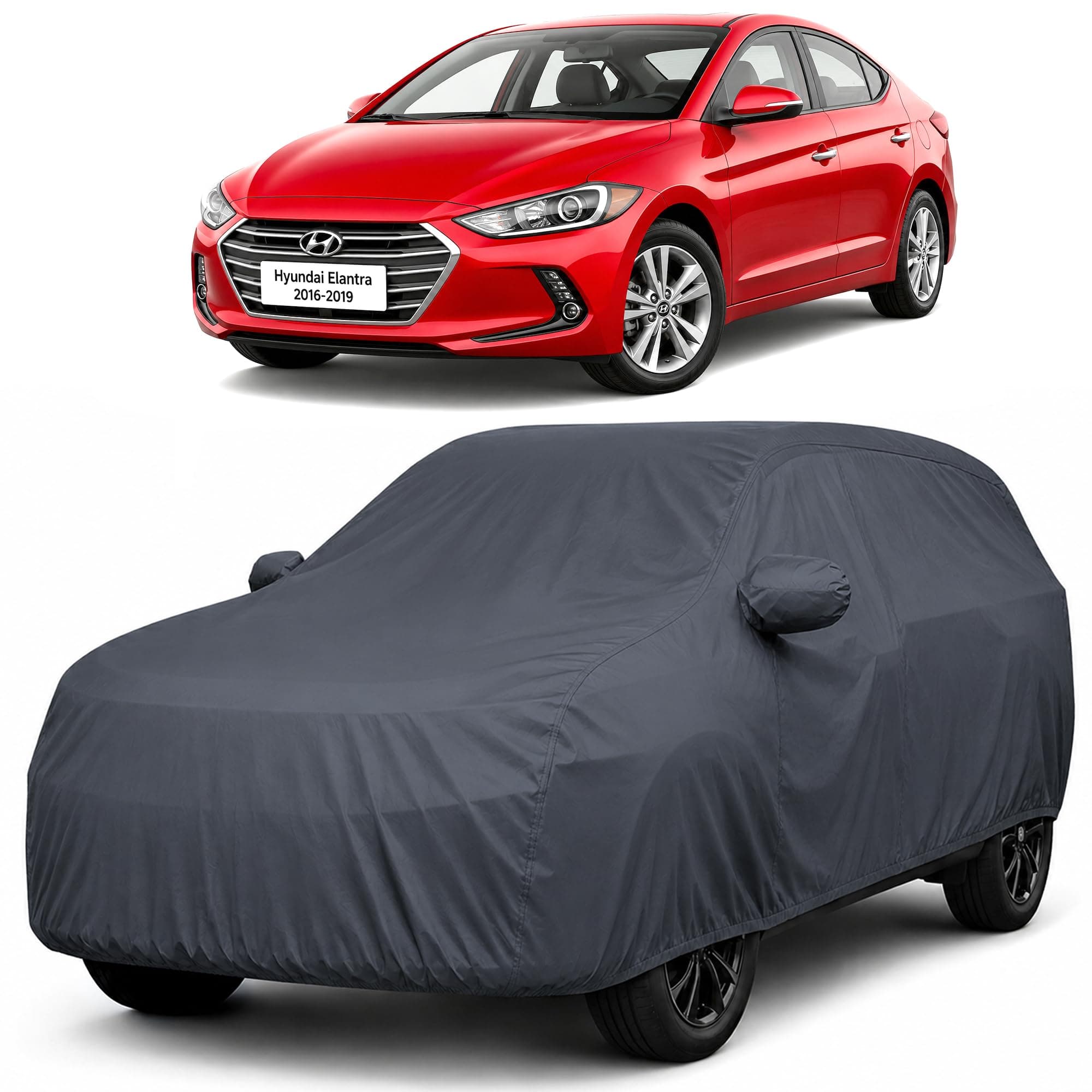 Autofact Car Body Cover Compatible with Hyundai Elantra 2016-2019 | Custom Fit Car Cover |100% Waterproof | Triple-Stitched Lightweight Fabric | Dustproof | Indoor & Outdoor Use | Elastic Bottom