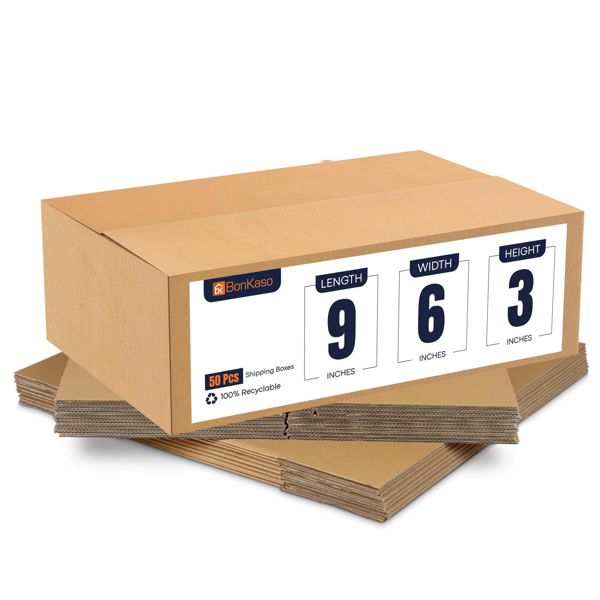 BonKaso 3 Ply Brown Corrugated Packaging Box – 9x6x3 inch (Pack of 50) | Sturdy, Lightweight & Eco-Friendly Shipping Boxes for E-Commerce, Retail, Moving & Secure Packaging.