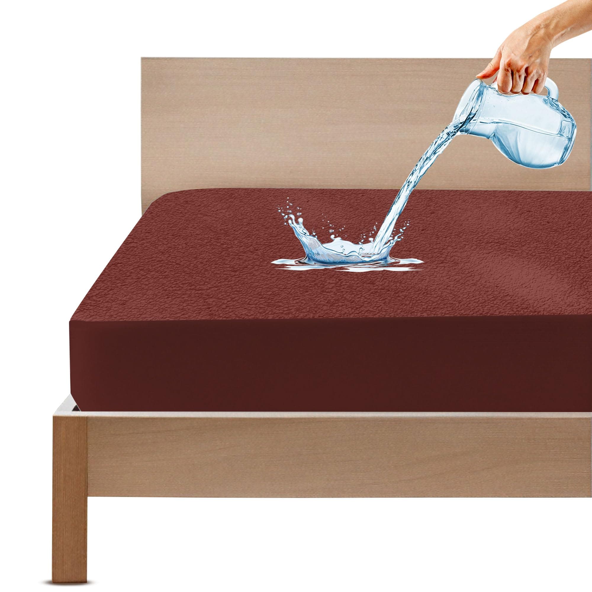 GADDA CO 100% Waterproof Premium Cotton Feel Mattress Protector Single Size 72x36 Inch|Ultra Soft Breathable & Hypoallergenic Fitted Bed Protector Terry Cover(6x3 feet, Fits Upto 10 Inches, Coffee)