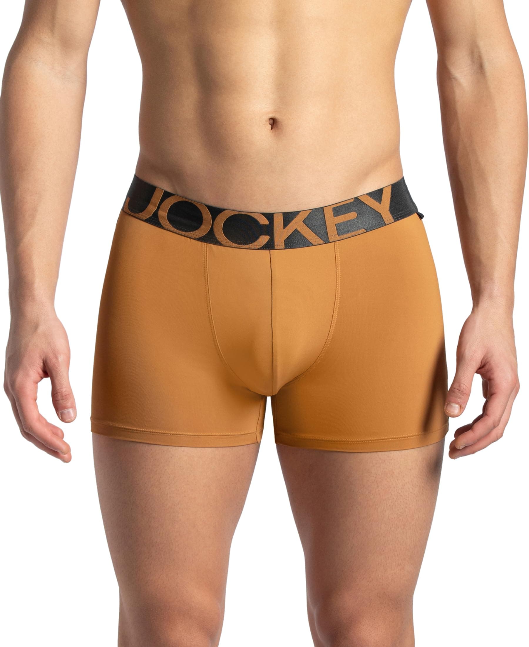 Jockey IC28 Men's Tactel Microfiber Elastane Stretch Solid Trunk with Moisture Move Properties_Brown Sugar_S