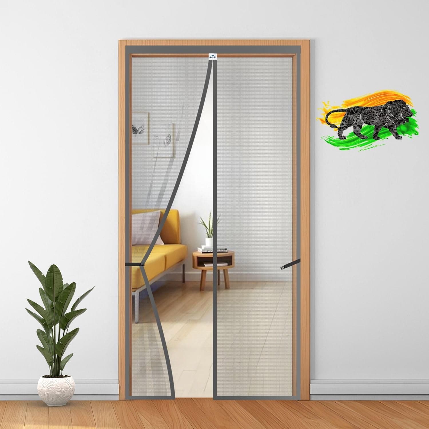 LifeKrafts Polyester Magnetic Mosquito Net/ Curtain for Door, for All Door Types & Sizes, Auto-Closing Insect Screen to Keep Mosquito Out, Grey, 200 x 100 Cm