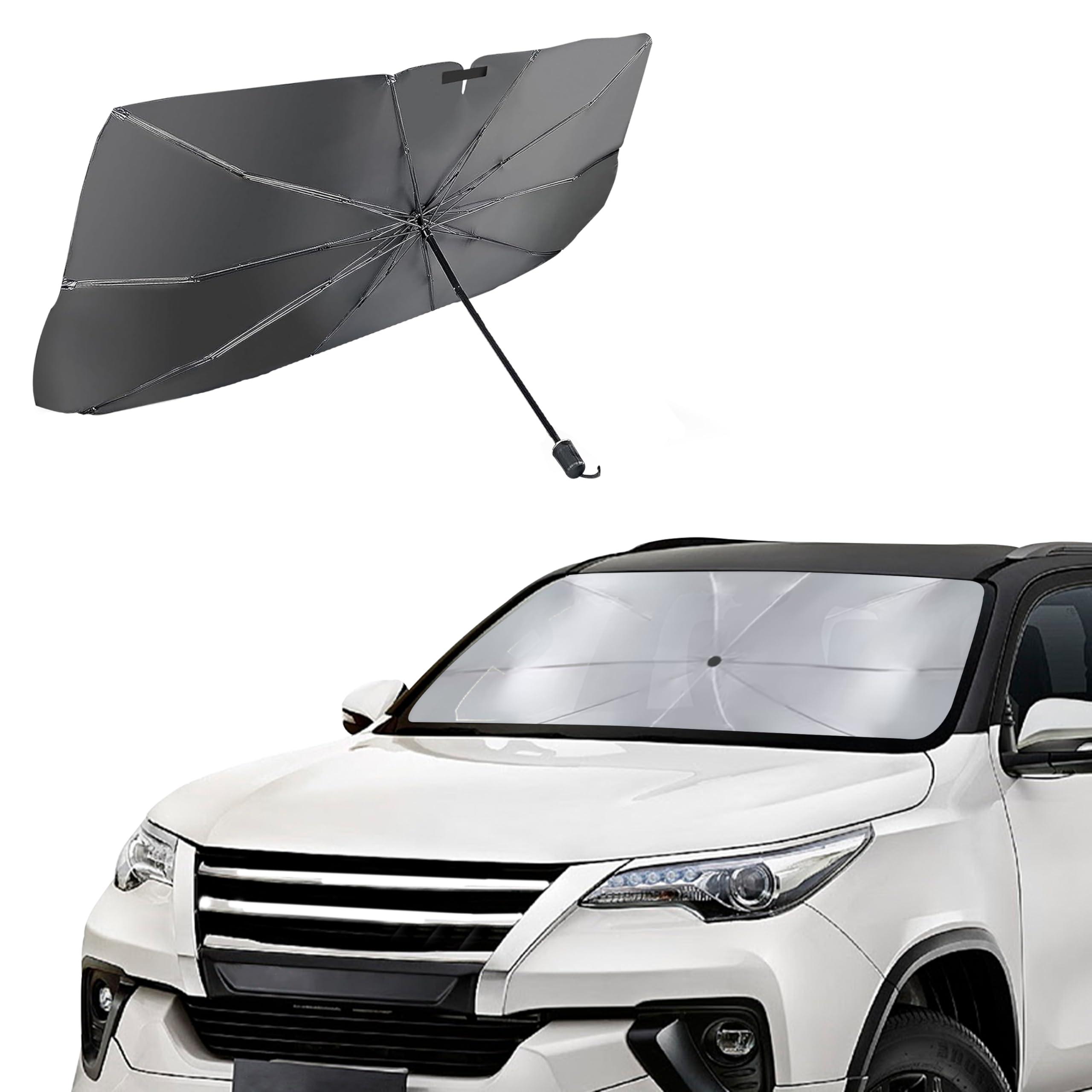 Amazon Basics Car Sun Shield - Large (Pack of 1) Effective Sun Protection & Heat Insulation | Foldable Design for Most Vehicles | Silver