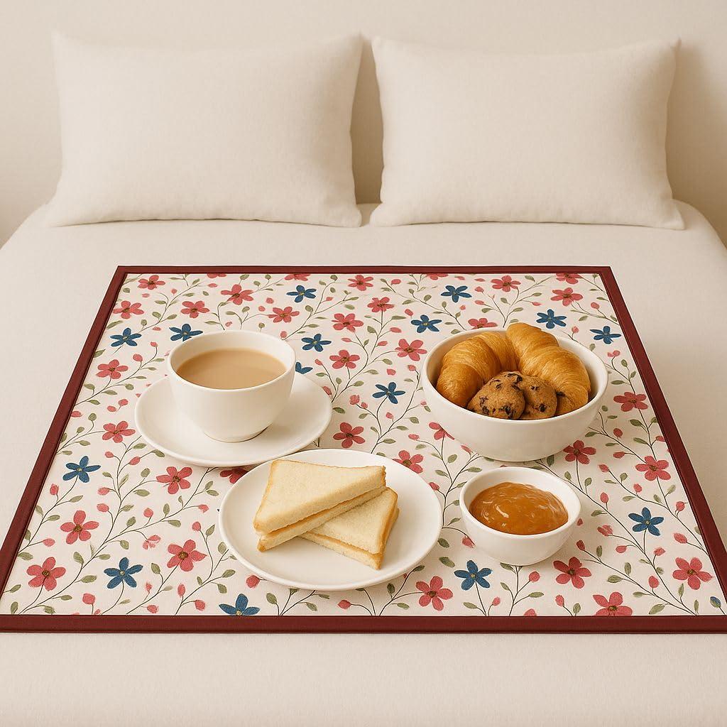 Homerz Premium Bed Server Food Mat Reversible Bed Server, Mattress Protector for Home | Food Mat for Kids, Size 36x36 inch, Double Side use Kitchen, Cupboard, Drawer, Wardrobe (Red London)