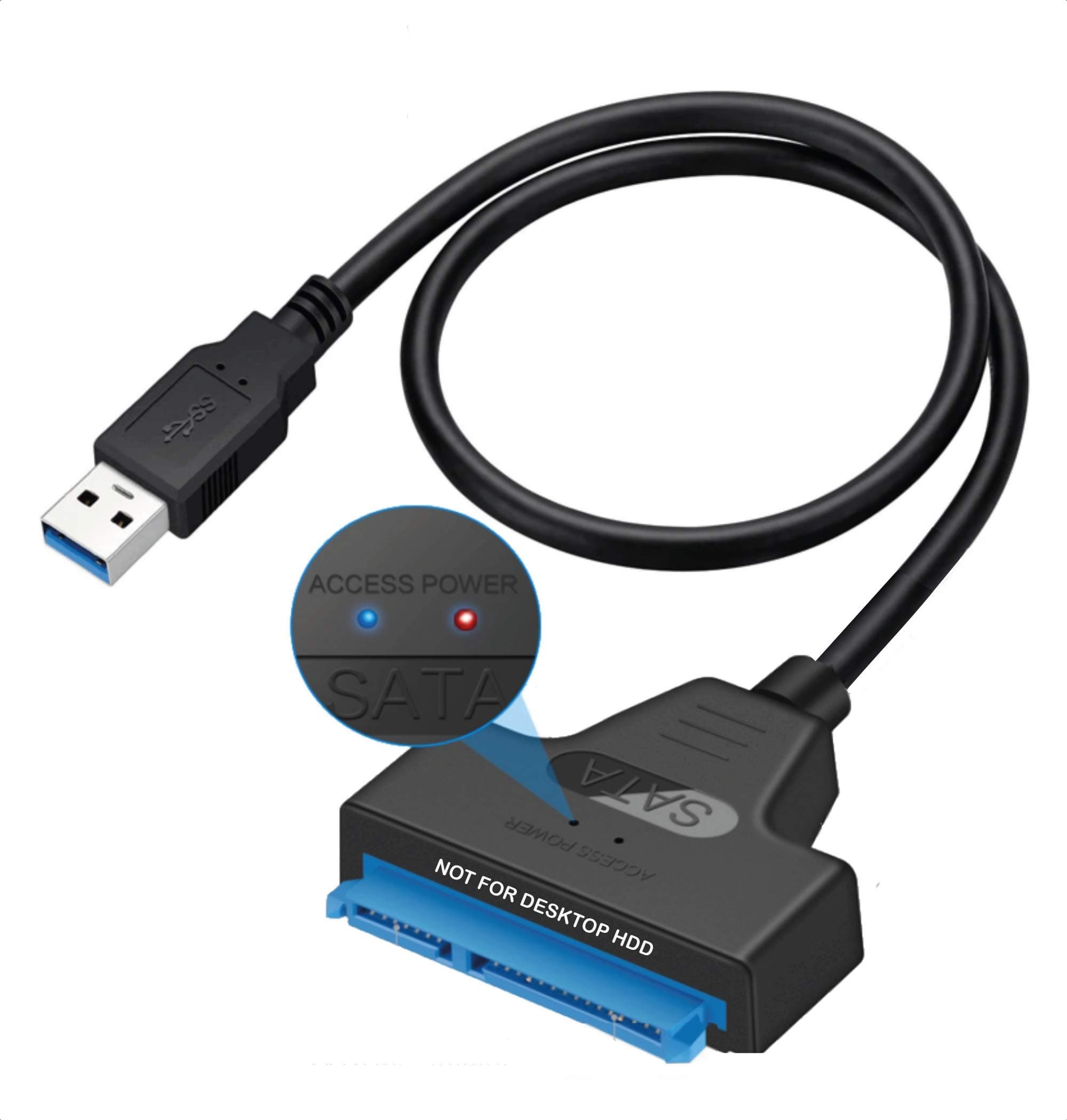 pibox India - USB 3.0 to 2.5" SATA III Hard Drive Adapter 0.5 M Long Cable w/UASP - SATA to USB 3.0 Converter for SSD/HDD - Hard Drive Adapter Cable - 50 cm - New RTL9201R Chipset - 2.5 inch HDD