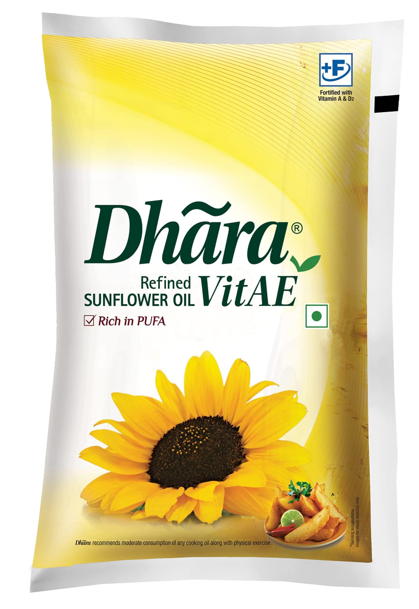 DHARA Refined Sunflower Oil 910grams/840grams(weight may vary)