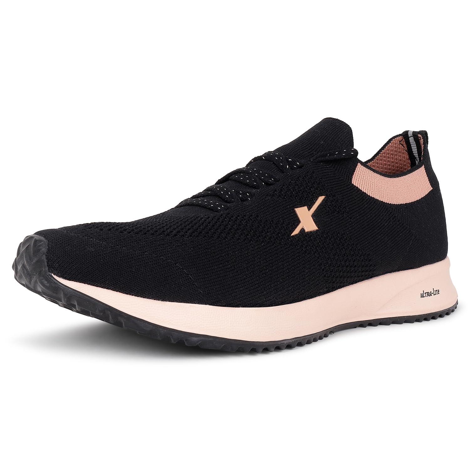 SPARX Sports Shoes for Women, SL-167 – Stylish Slip-On Sports Shoes with Lightweight Comfort, Breathable Support Black Peach
