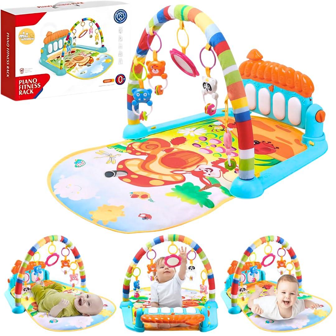 Mini Wonders Baby Gym Play Mat with Hanging Toys | Tummy Time Activity Gym for Newborns | Soft Mat with Rattles & Mirror | Sensory Development Toy 0-12 Months