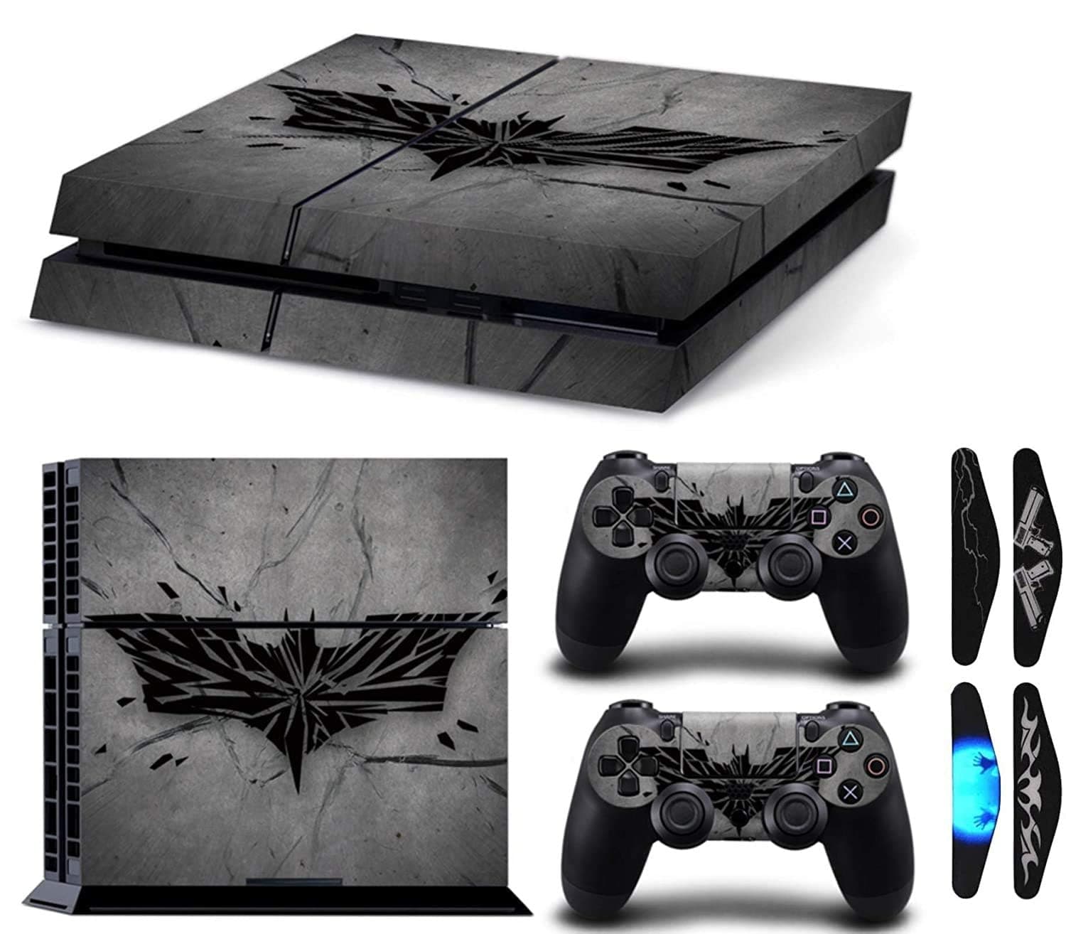 Khushi Decor GreyTheme 3M Skin Sticker Cover for PS4 Console and 2 Controller Decal Cover+ 4 Led bar Decal Sticker (Pack of 1)