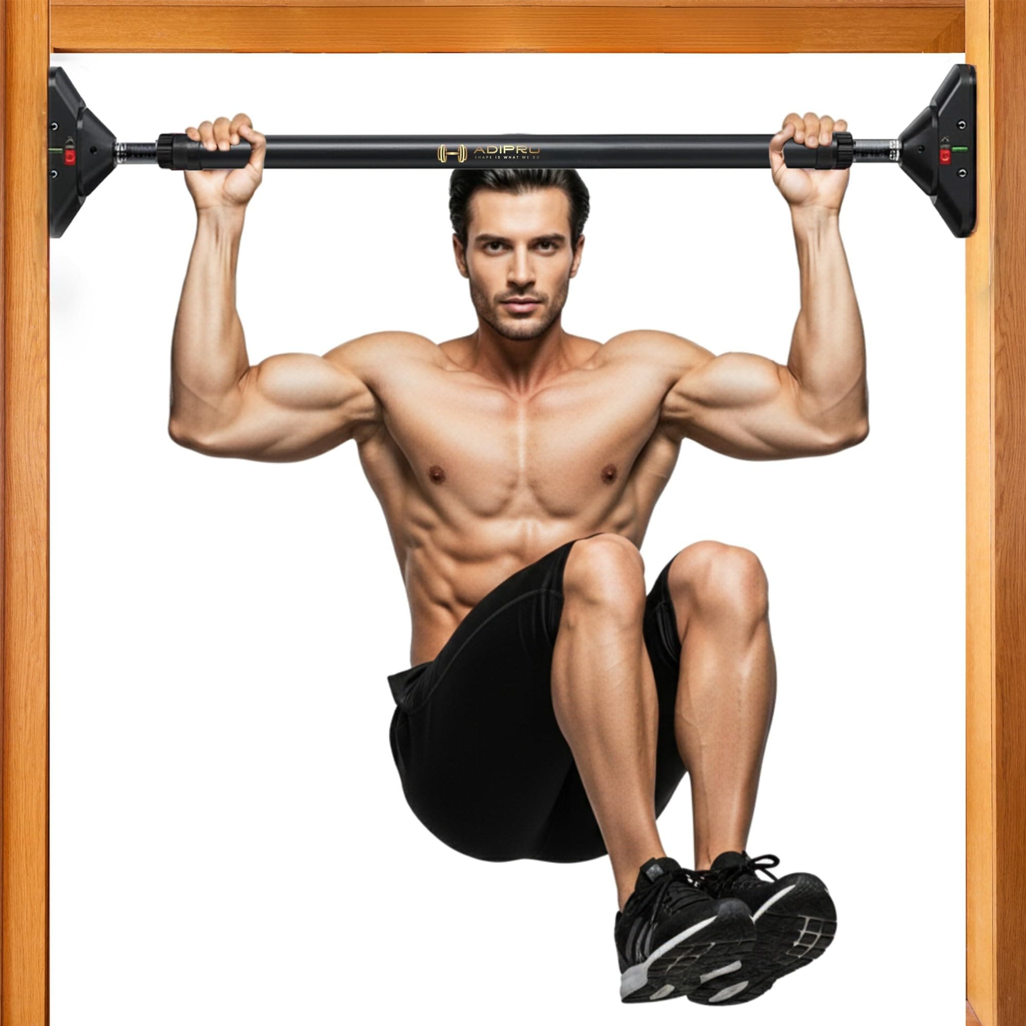 Adipro Adjustable Pull Up Bar Wall Mounted at Home and Gym | Doorway Pullup, Pushup, Hanging Workout Equipment for Kids, Women & Men | Push Up Exercise Door Rod for Strength & Height Increase (73-95 CM, Black)