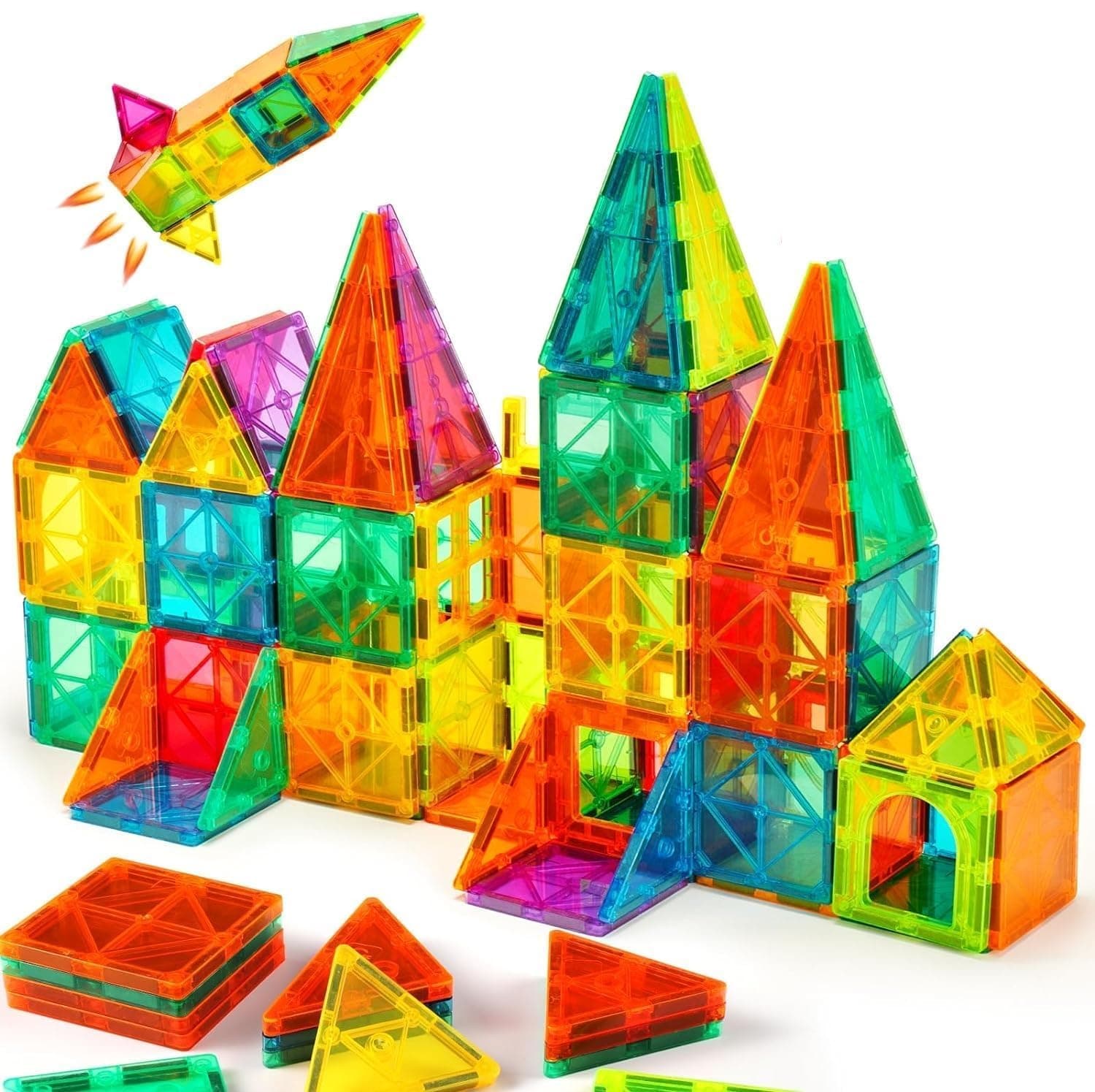 Sky Tech® Magnetic Tiles for Kids Magnetic Building Blocks for Kids 3 4 5 6 7 8 Yrs Constructing & Creative Learning Educational Brain Toys STEM Learning Kit Magnetic Toys (26 Pcs)