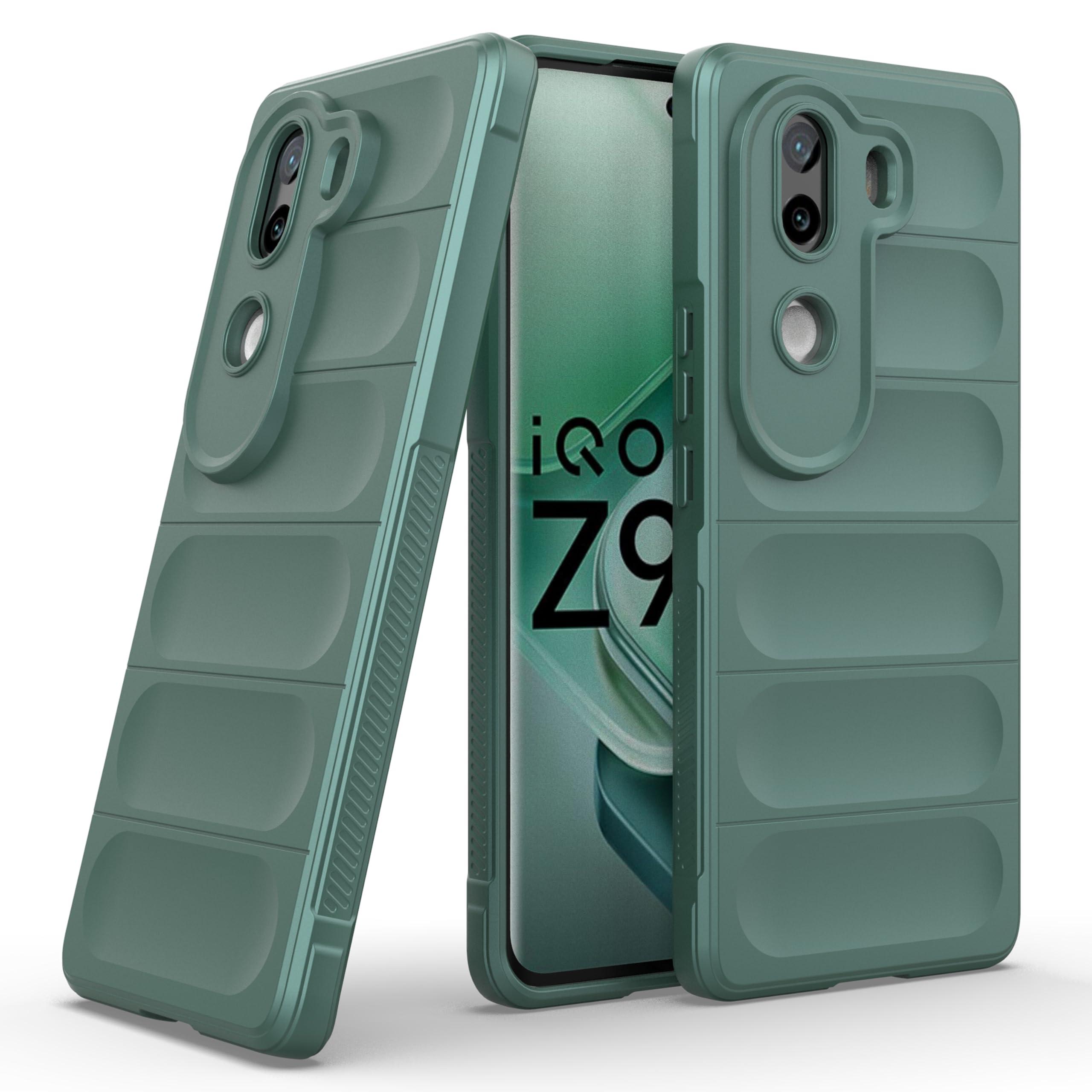 Zapcase Back Case Cover for iQOO Z9s 5G | Compatible for iQOO Z9s 5G Back Cover | Liquid Silicon Magic Case with Camera Protection | Dark Green