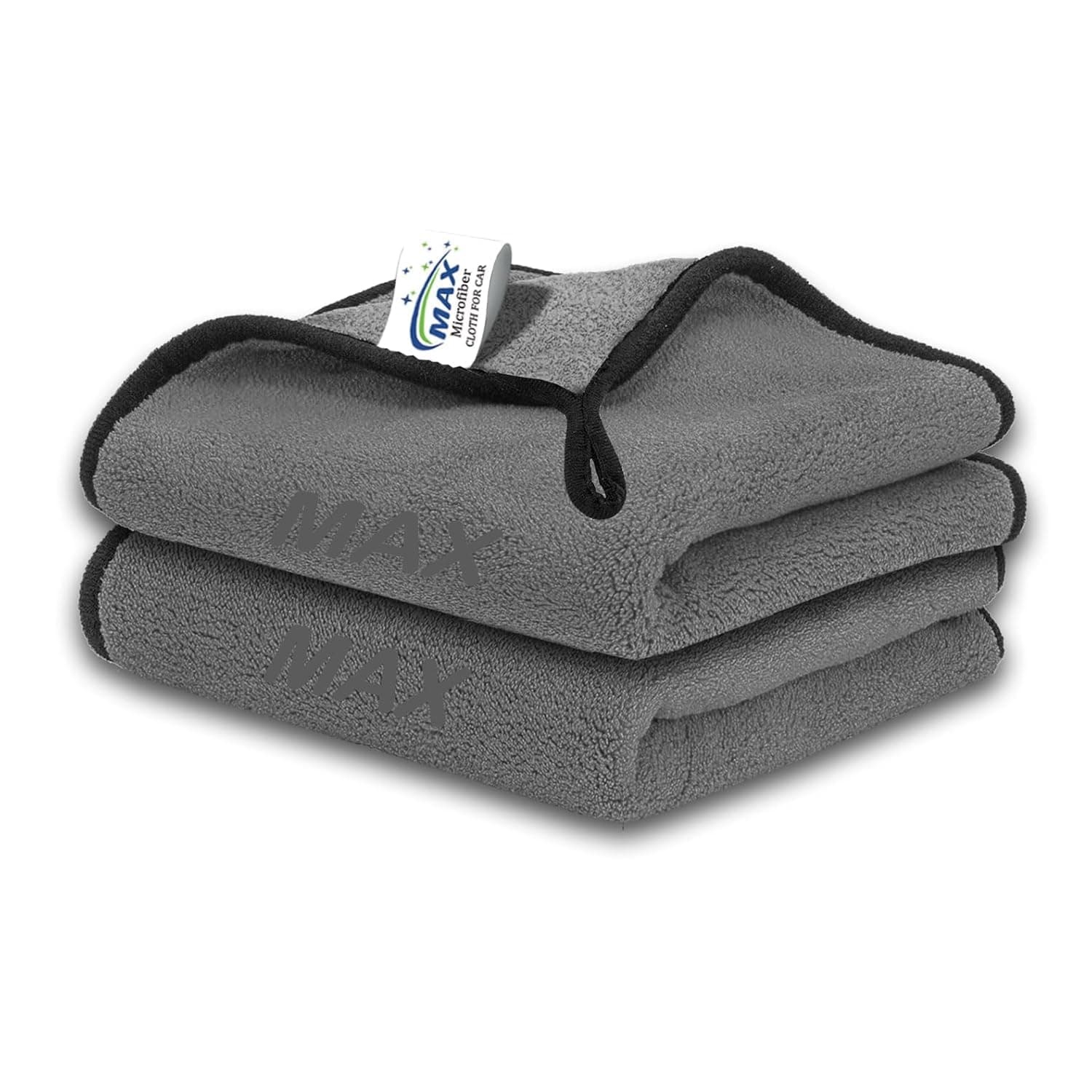 MAX 800 GSM Microfiber Cloth for Car Cleaning (2 Pcs) - Ultra Soft, Thick Plush, Double Sided Microfiber Towel for Car Cleaning, Washing, Detailing, 30 x 40 cm, Grey