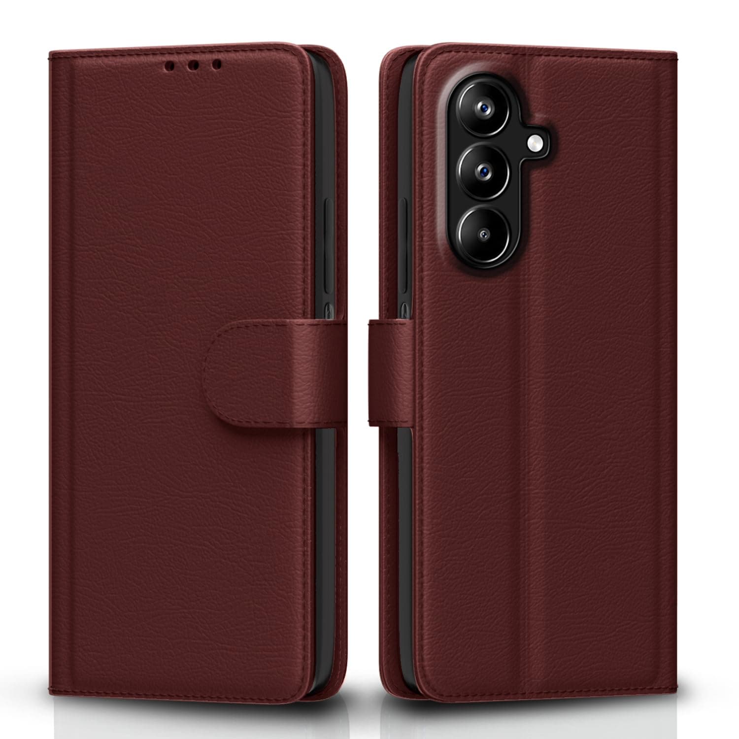 Pikkme Flip Cover for Samsung Galaxy A27 5G / M47 5G Leather Finish | Inside TPU with Card Pockets | Wallet Stand and Shock Proof | Complete Protection Flip Case (Brown)