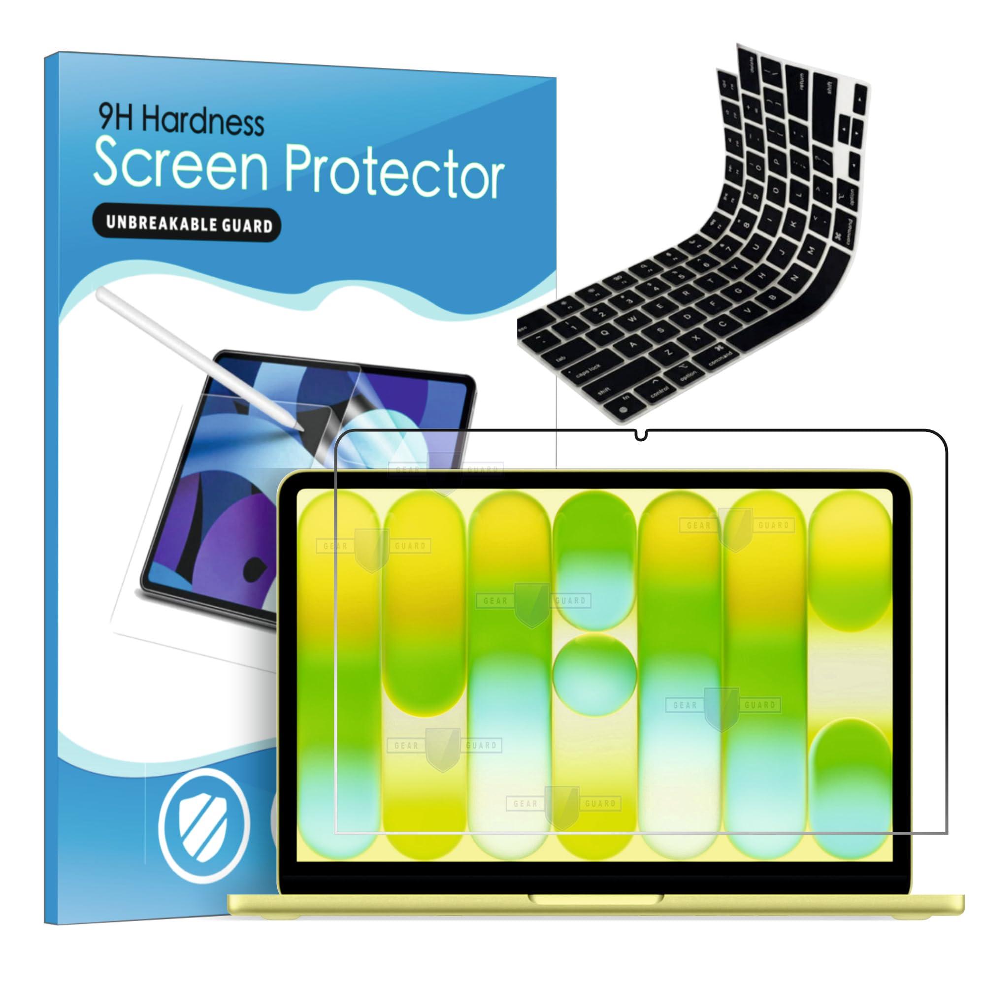 Gear Guard Designed for New MacBook Neo 13 inch (A18 Pro Chip,2026) A3404 Screen Protector and Keyskin, High Definition Clear Shield (9H Nano) Not A Tempered Glass - Black