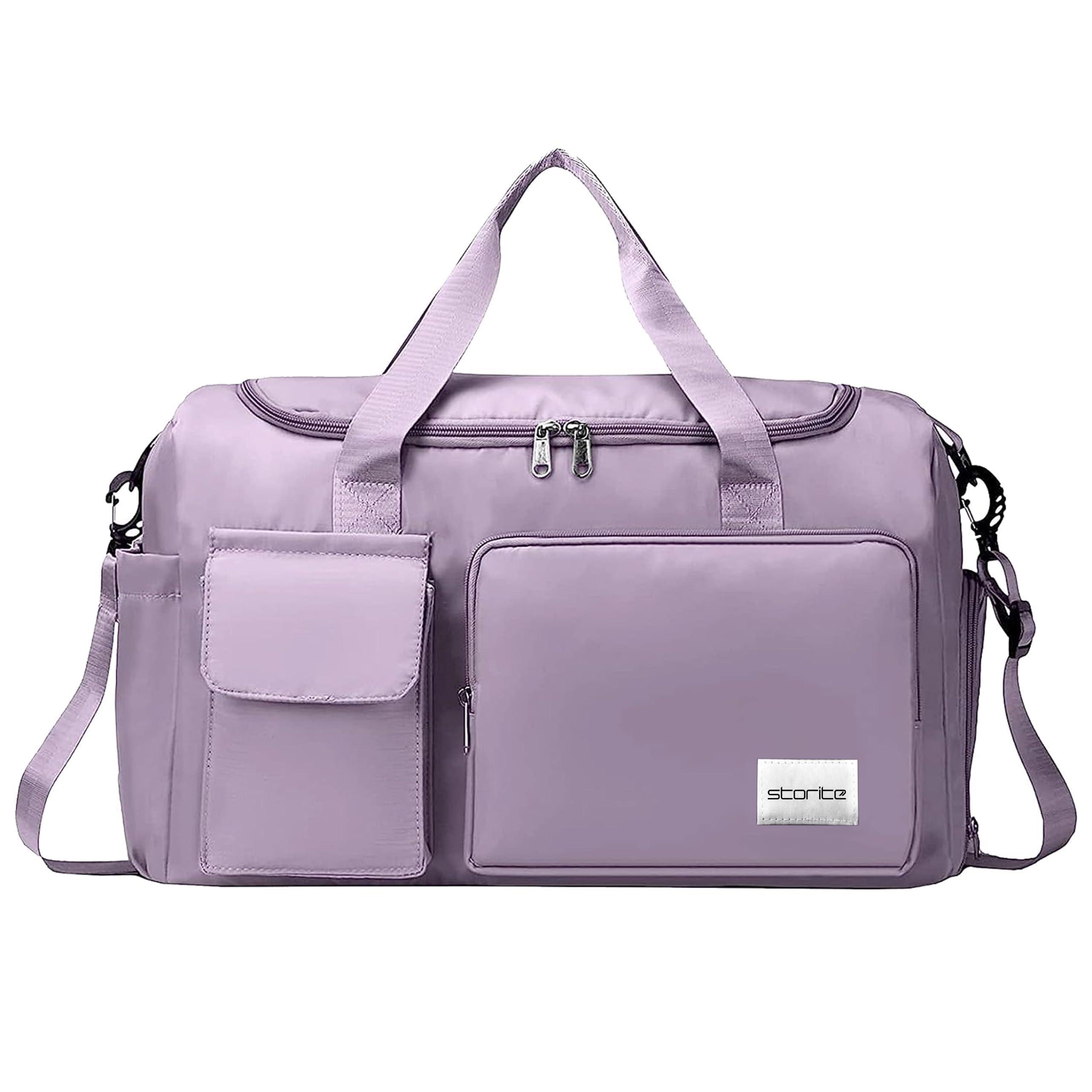 Storite Travel Duffle Bag with Shoe Compartment, Purple, 44x18x29 cm