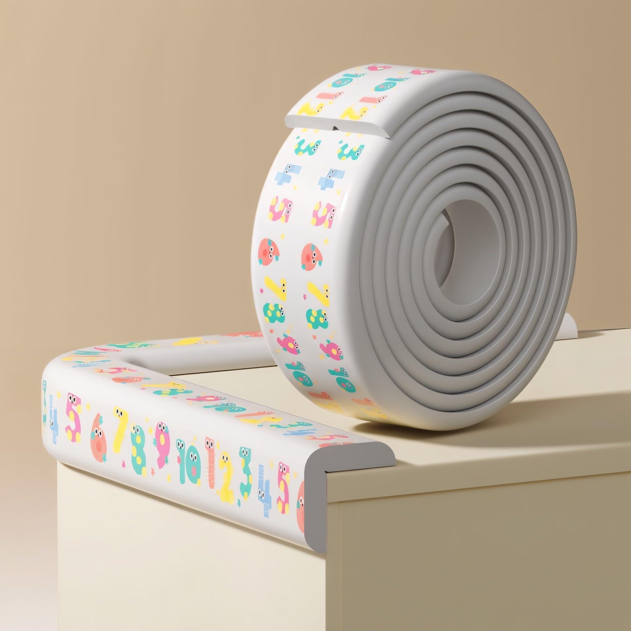 KidDough Baby Proofing Printed Flat Edge Protector - 2 Meters Safety Strip, Furniture, Dense Edge Guard for Kids Safety, Shock Absorbant Edge Protector, Baby Safety Products (Numbers)