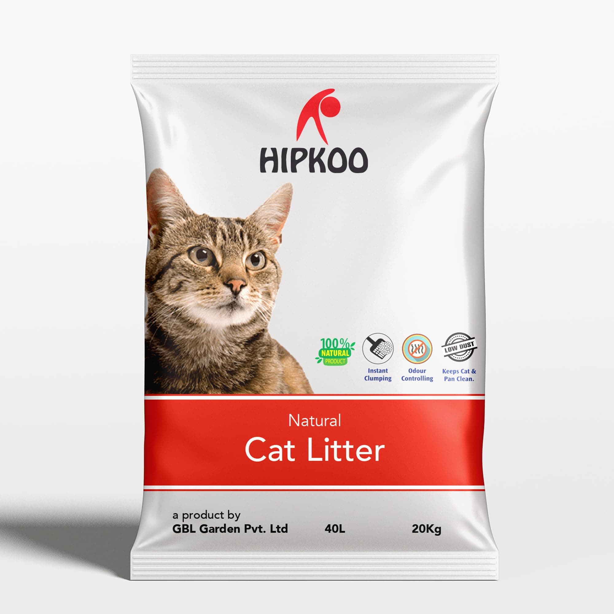 Hipkoo Bentonite Clumping Cat Litter 20kg Bulk Pack | Quick Clumping Dust Free Odor Control | Long Lasting | Unscented Fragrance Free | Natural Clay Litter Box Sand for Indoor Cats & All Breeds
