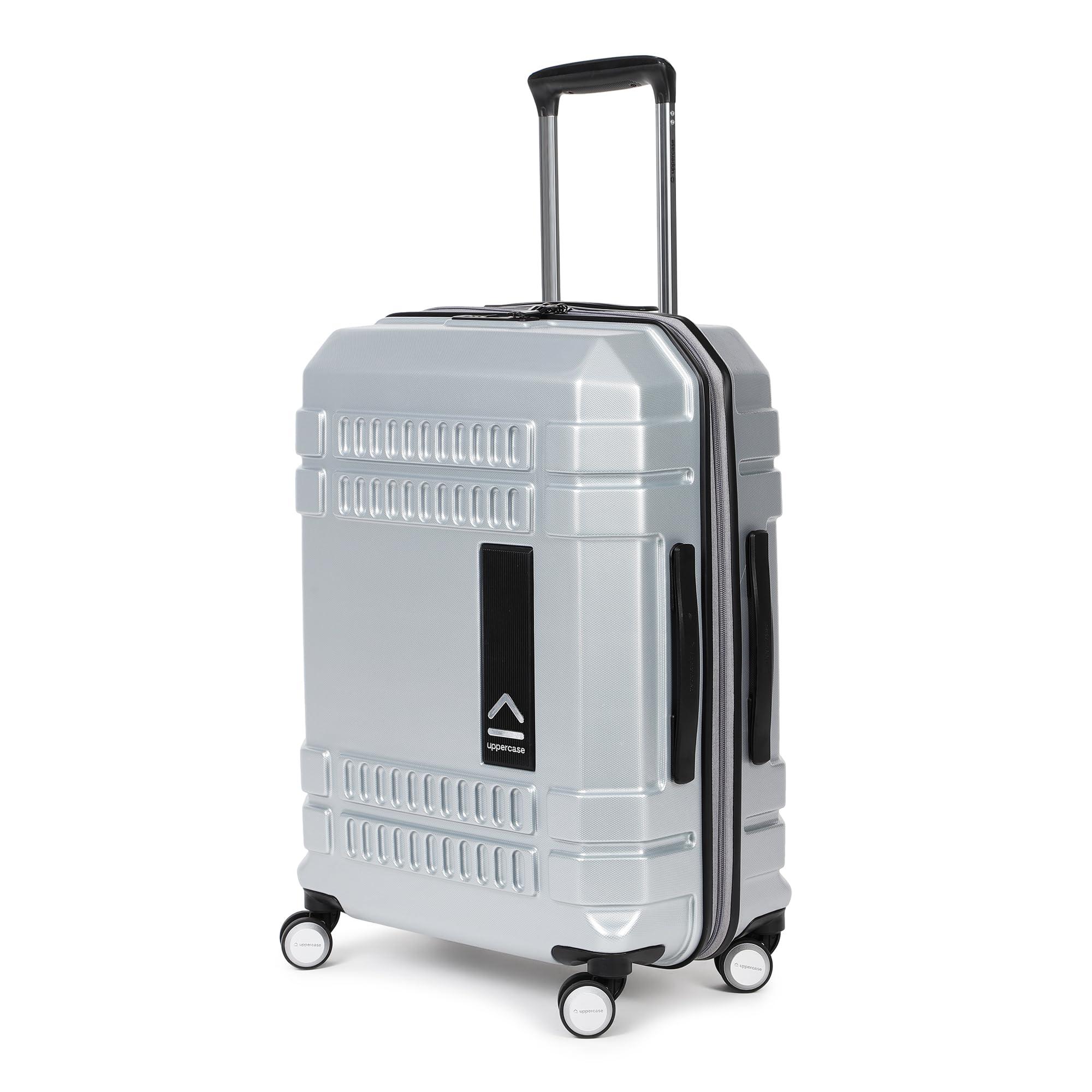 uppercase Bullet (Medium) 66 cms | Check-in Trolley Bag | Hardsided Luggage Anti-Scratch 8 wheel Luggage | TSA Lock & Anti-Theft Zippers | Suitcase for Men & Women | 2000 Days Warranty (Silver)
