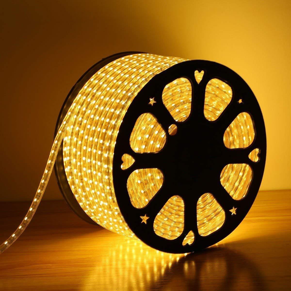 One94Store 30 Meter LED Rope Light – 2835 LED 120 LEDs/M Waterproof Decorative Strip Light for Ceiling Cove, Diwali, Christmas, Balcony, Home & Outdoor Decoration (Warm White)