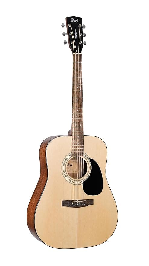 Cort AD810 OP Acoustic Guitar – Spruce Top, Mahogany Back & Sides, Dovetail Neck Joint, Coated Strings & Scooped Bridge for Superior Playability