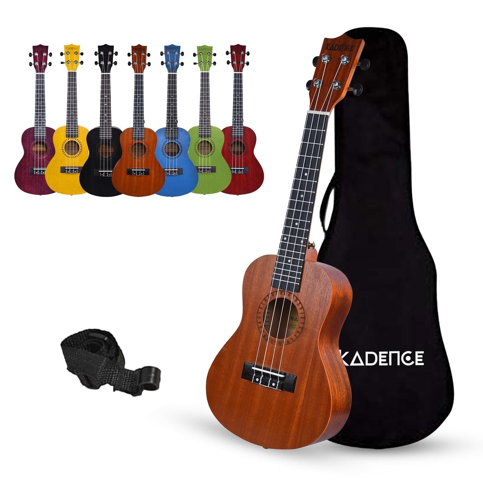 Kadence UKTWC Concert 23" Acoustic Ukulele | Sapele Wood | Comes with Bag, Strap & Learning Course | Brown