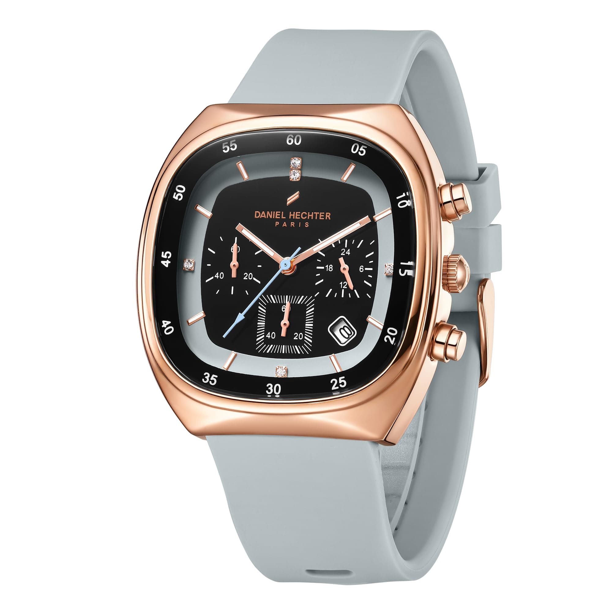 Daniel Hechter Paris Bercy Collection Modern Multi Functional Watch for Men with Square Dial and Silicon Band