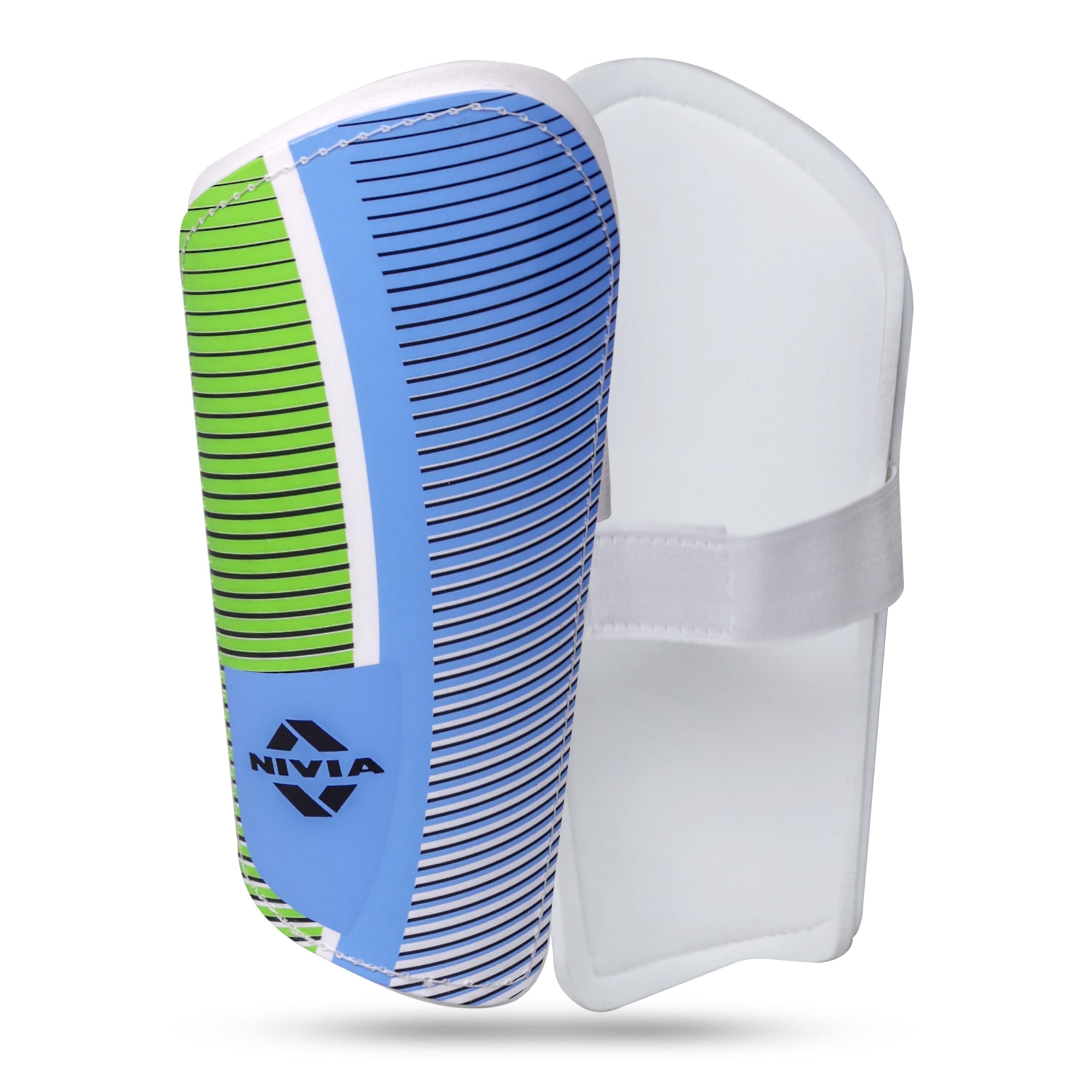 Nivia Wisdom - 2018 Plastic Shin Guard for Youth (Large, White), for Football Games Matches, Training, Light Weight & Breathable