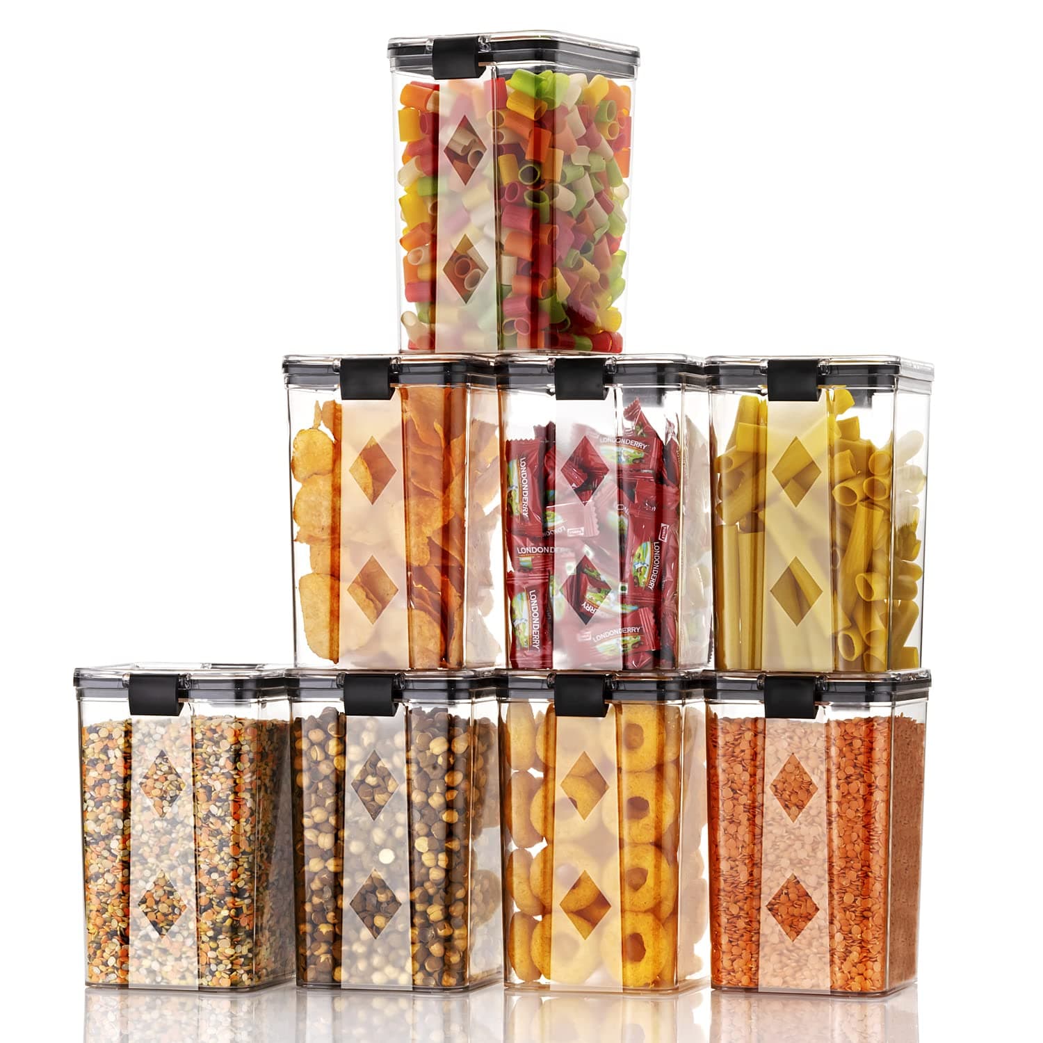 GOLWYN Air Tight Containers For Kitchen Storage Set, Bpa Container For Kitchen Storage Set, Kitchen Organizer And Kitchen Accessories Items & Storage(1200 Ml Set Of 8)(Plastic)Transparent