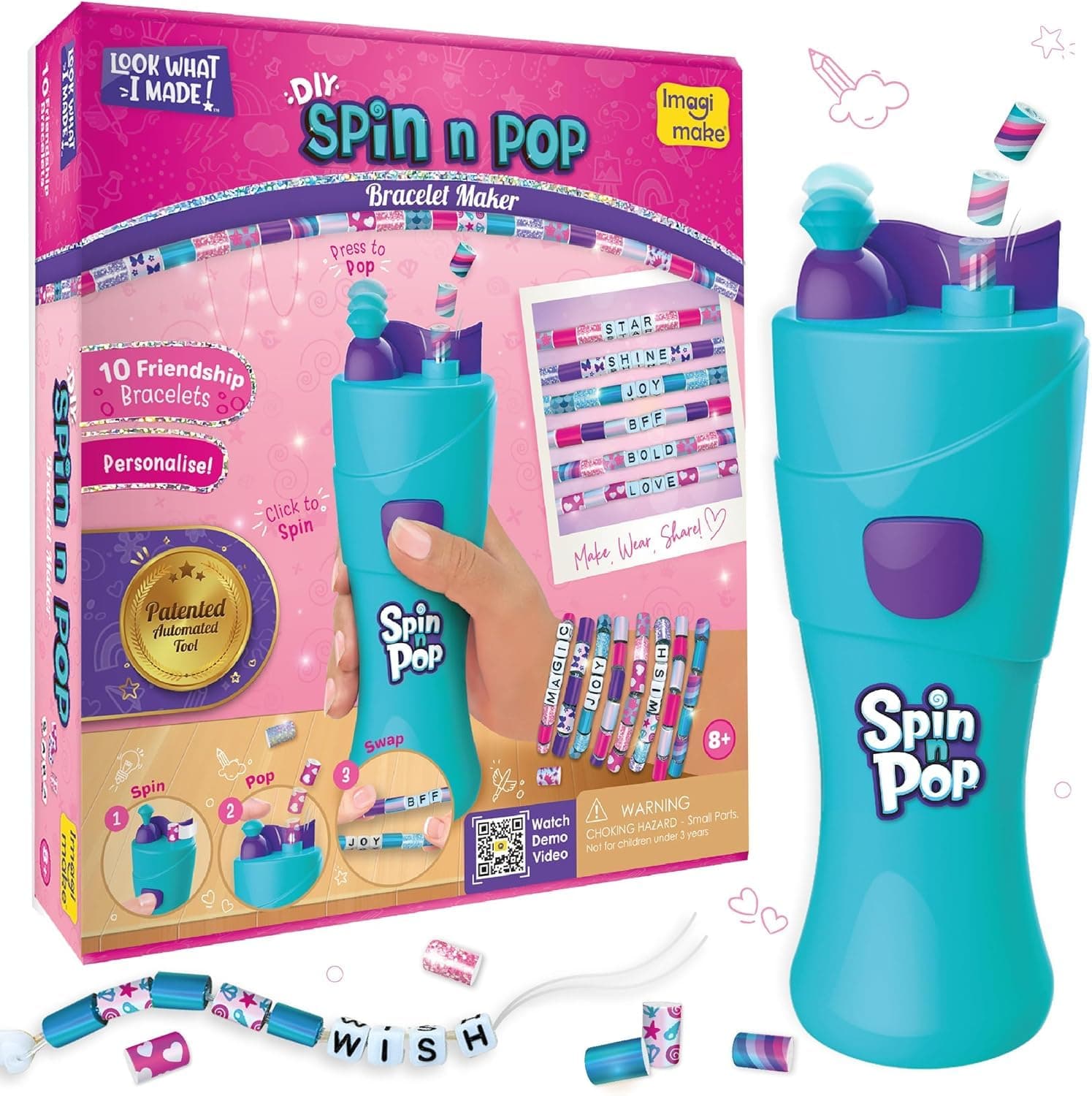 Imagimake Spin n Pop Bracelet Kit | Bracelet Maker for Girls Age 8+