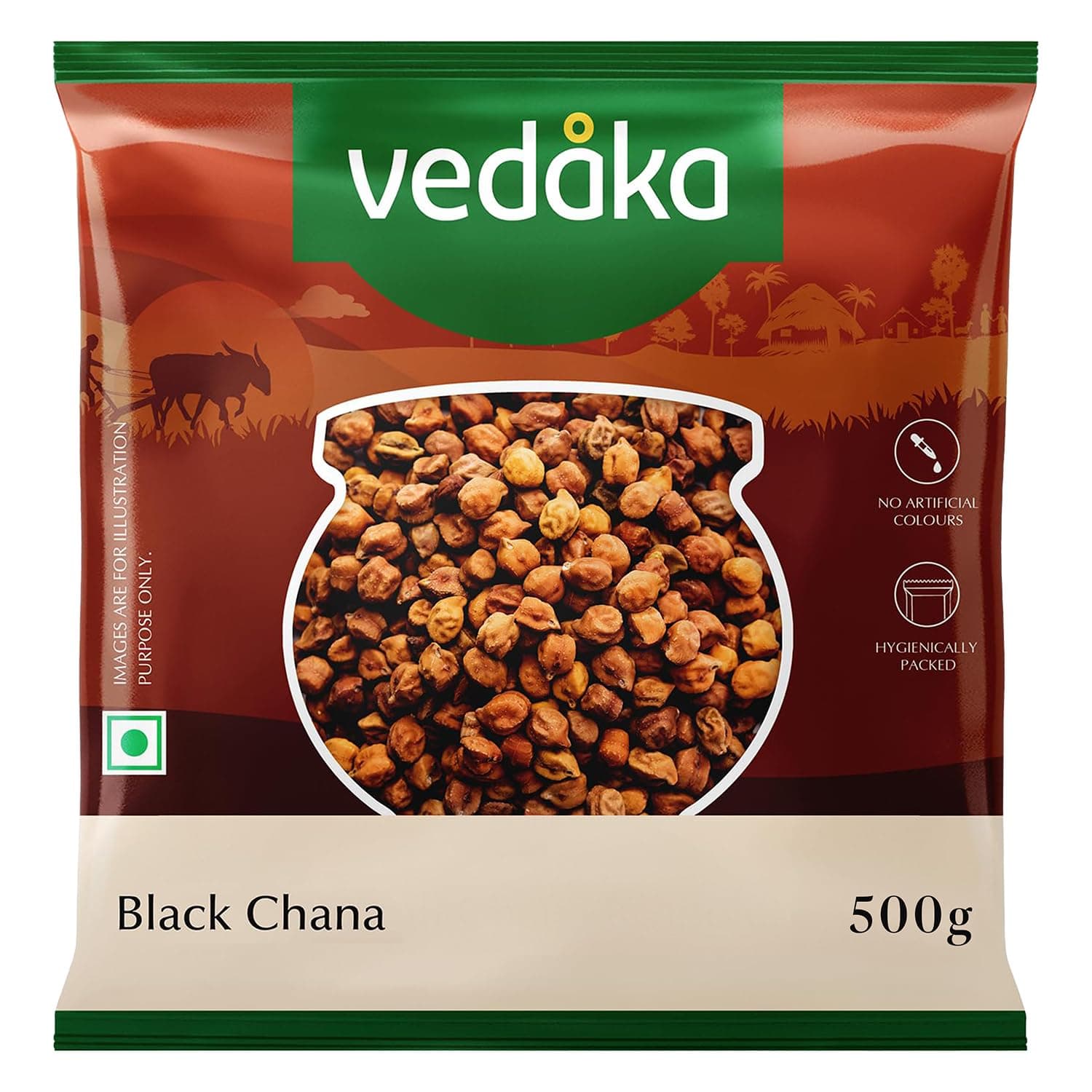 Amazon Brand - Vedaka Popular Unpolished Black Chana, 500 g