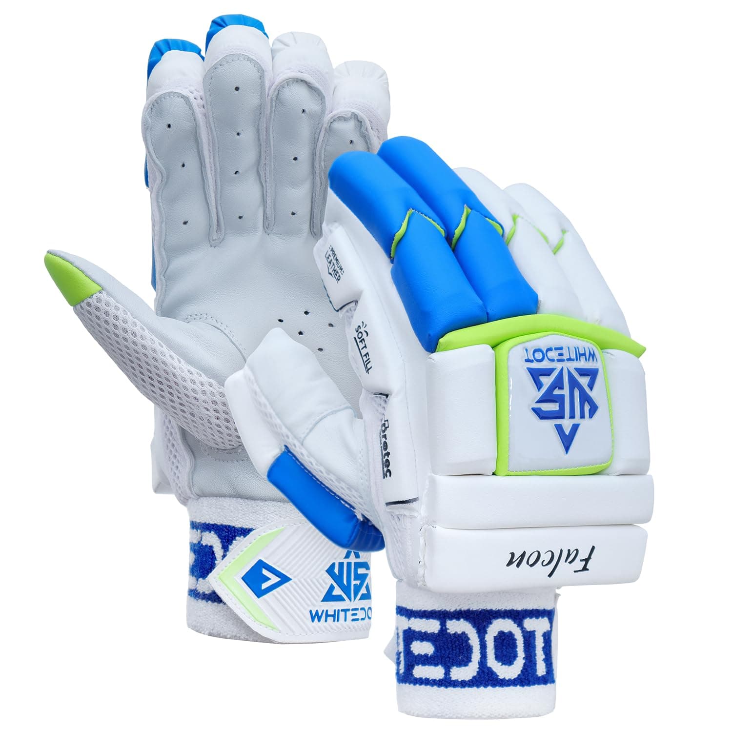 Whitedot Falcon Cricket Batting Gloves||Suitable for Youth|Medium Left Hand||White