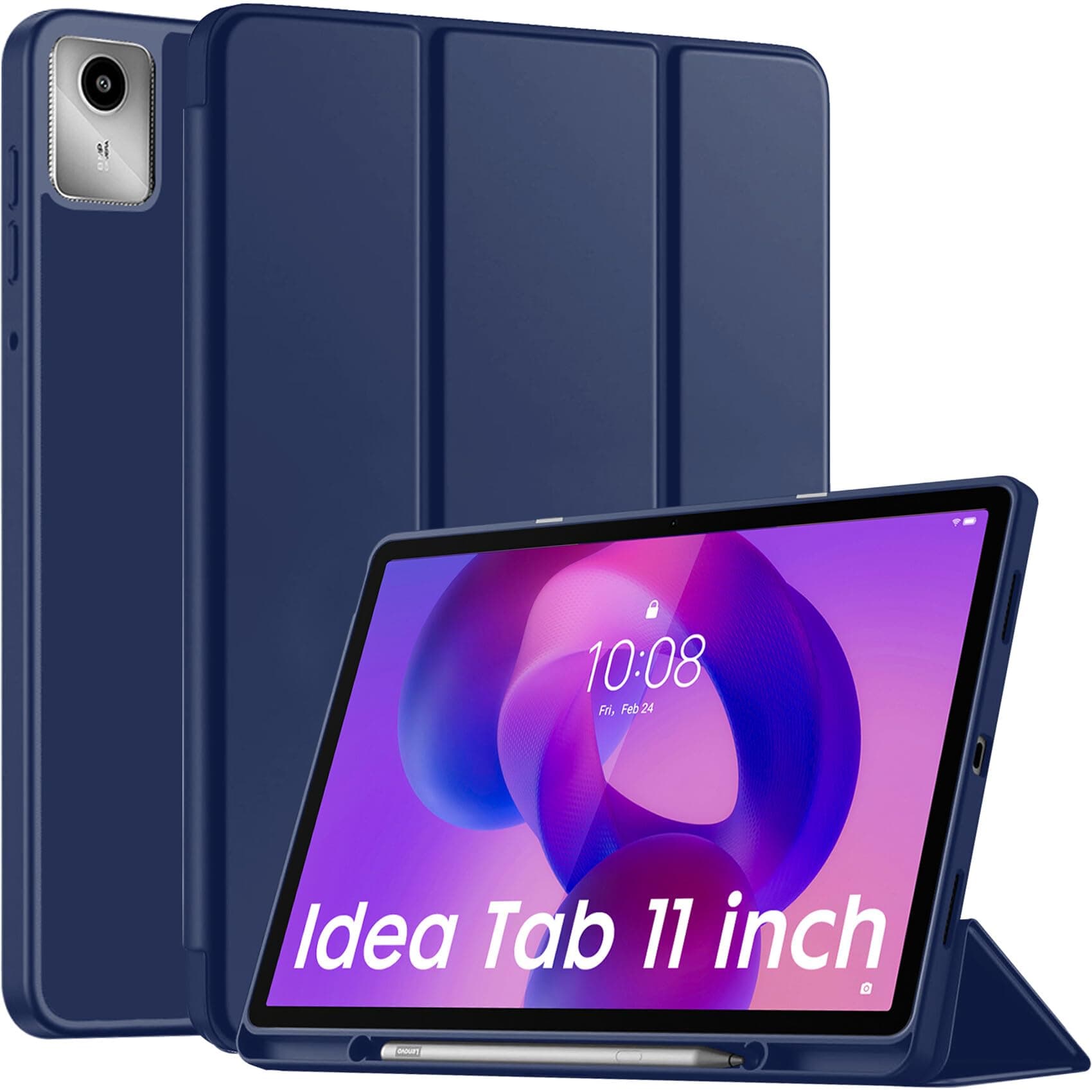 Robustrion Case Cover for Lenovo Idea Tab Cover 11" with [Pencil Holder], Trifold Flip Cover Case for Lenovo Idea Tab Cover 11" [Auto Sleep Wake Support] - Navy