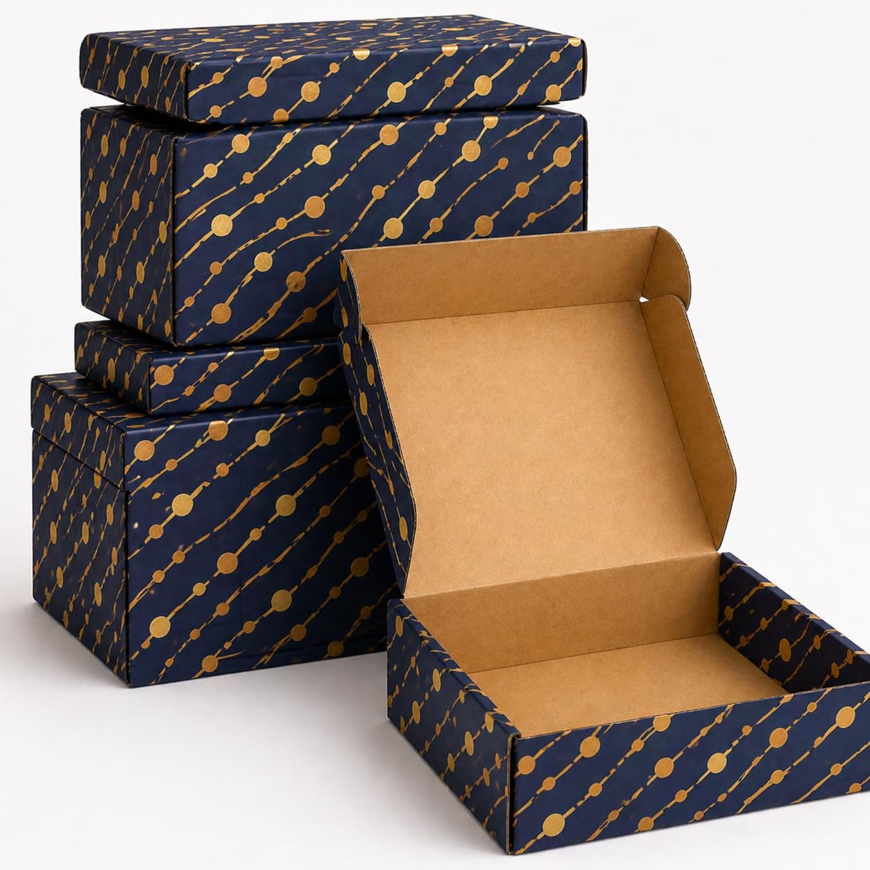 Pap Kraft 3 Ply Royal Glow | 5x5x2 Inch Multicoloured Gloss Laminated Printed | Small Packaging Box for E-commerce, Chocolates, Gifts & Jewellery | Brown Box | (Pack of 25)