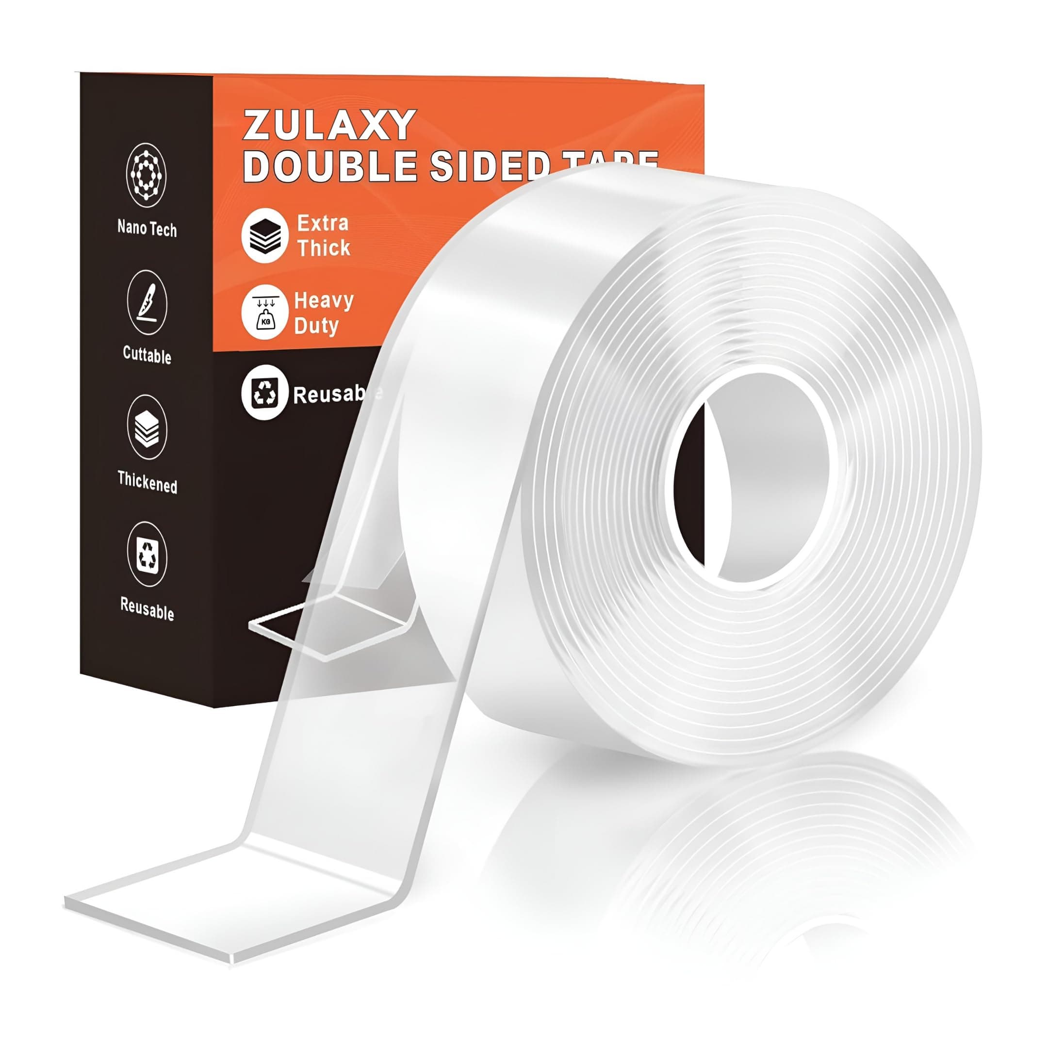 Zulaxy Double Sided Tape Heavy Duty for Wall, Strong Adhesive Transparent Nano Tape 3 Meter | Multipurpose Mounting Tape for Home, Office & Car Without Peeling Paint (Pack of 2)