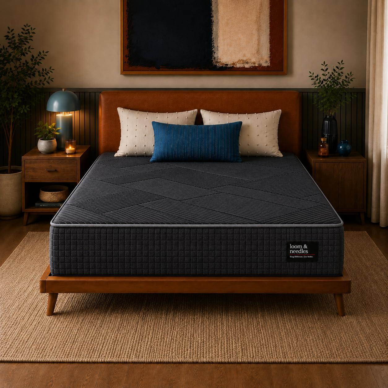 LOOM & NEEDLES 75x48x8 Inches Double Size Mattress | Reactive Dual Comfort Pocket Spring Mattress | 5 Zoned 7 Layer Orthopedic Medium Firm Bed Mattresses | HD Memory Gel Foam Gadda | Spring Mattress