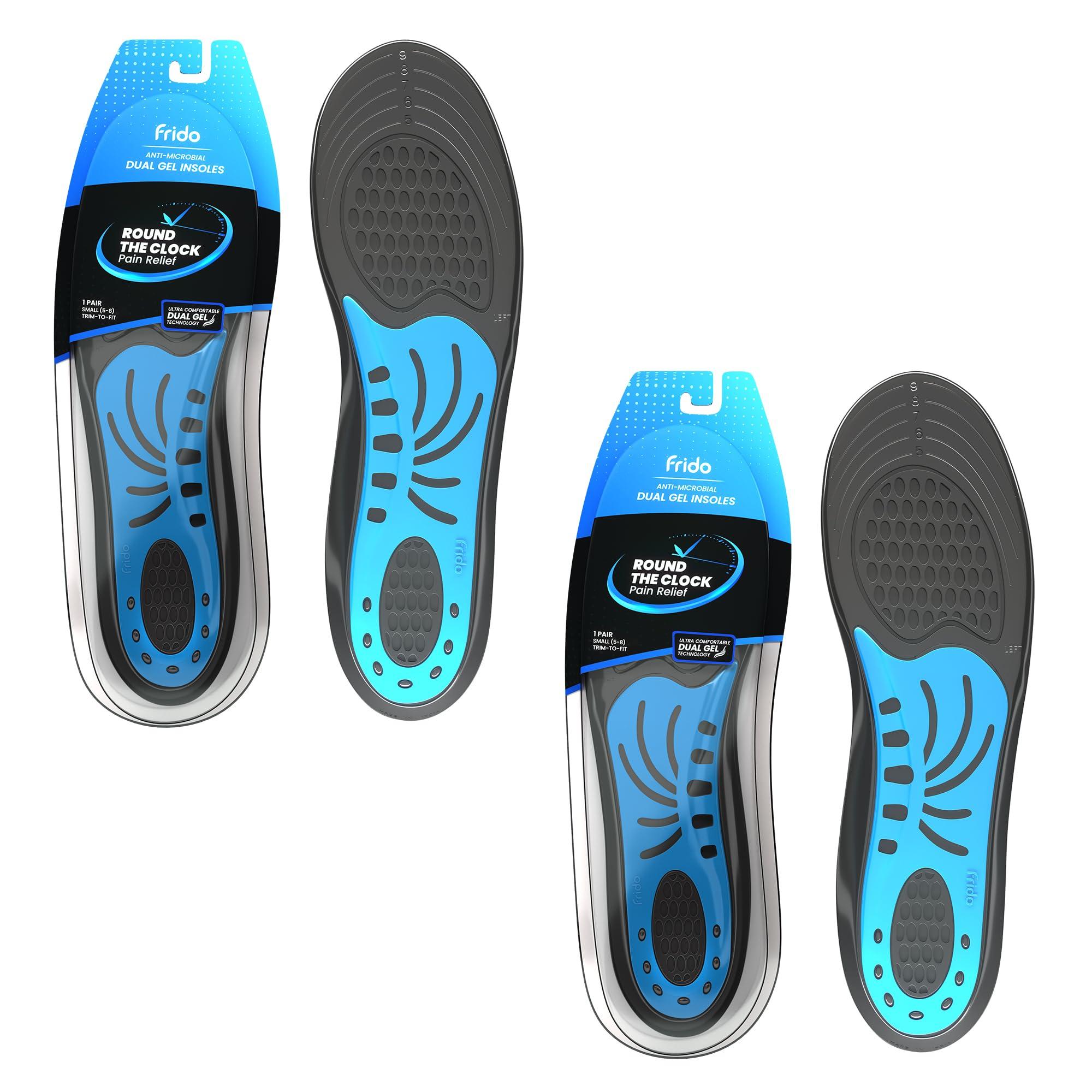 Frido Dual Gel Heavy Duty Trimmable Insoles | For Loose Shoes or Replacing Existing Insoles | Thick Shoe Inserts | Extra Comfort and Support | Proudly Made in India | (Size 5-8 UK) - Pack of 2 Pairs