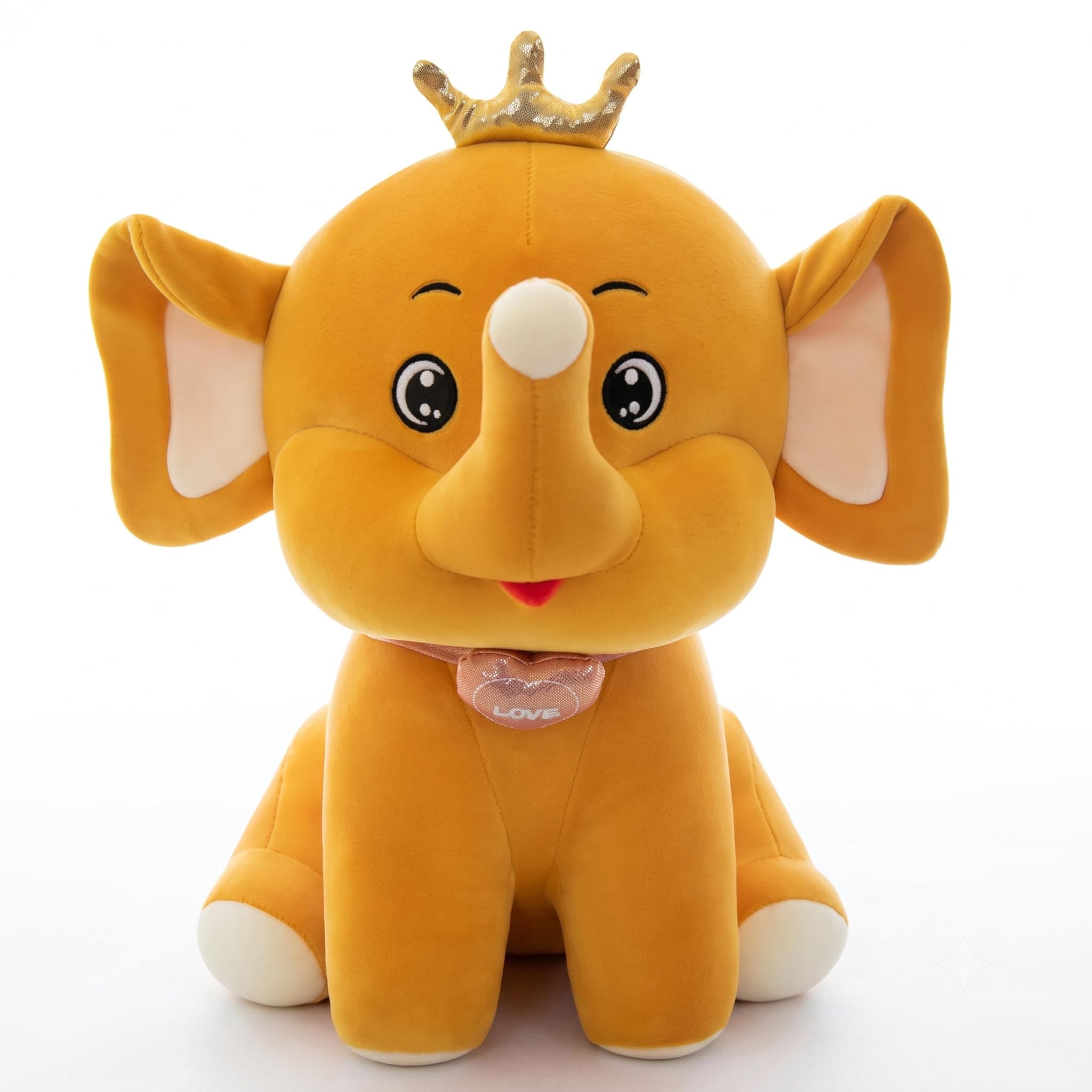 Hug n Feel Premium Soft Elephant Plush Toy with Crown | 35cm Stuffed Animal for Kids, Babies & Toddlers | 100% Safe, BPA-Free, Non-Toxic & Washable | 1 Piece Brown Or Grey