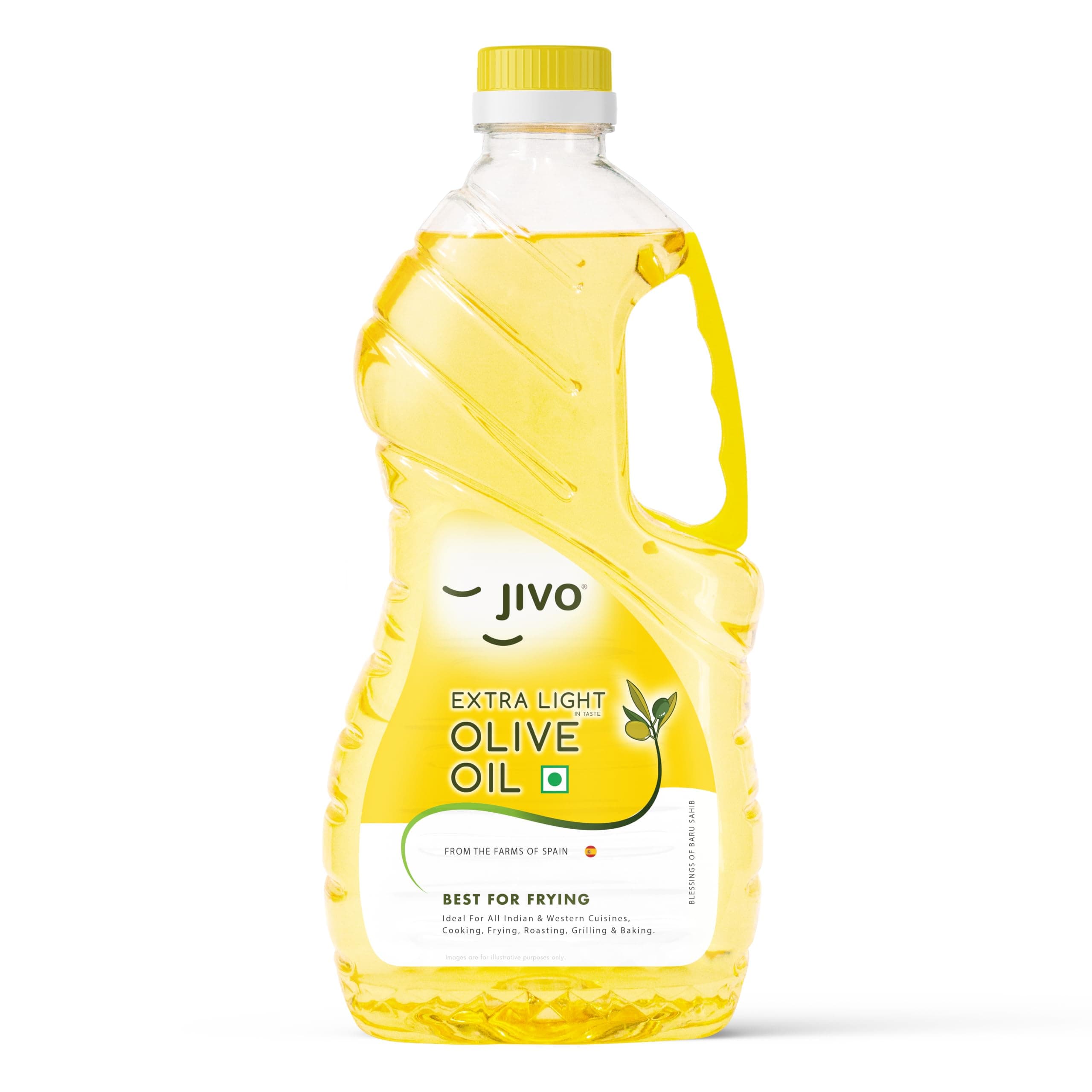 Jivo Extra Light Olive Oil 2 Litre | Imported from Spain | MUFA-Rich Cooking Oil | Cholesterol & Trans Fat Free | High Smoke Point | Ideal for Indian Cooking, Frying, Roasting, Grilling, & Baking