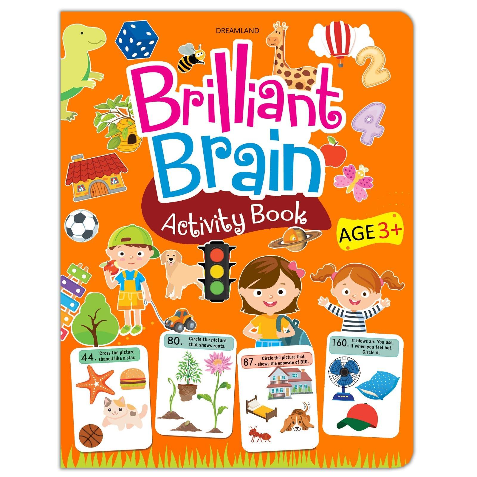 Brilliant Brain Activity Book for Kids Ages 3–4 | Fun Educational Workbook with Puzzles, Tracing, Alphabet, Numbers, Shapes & More | Early Learning for Preschool & Kindergarten