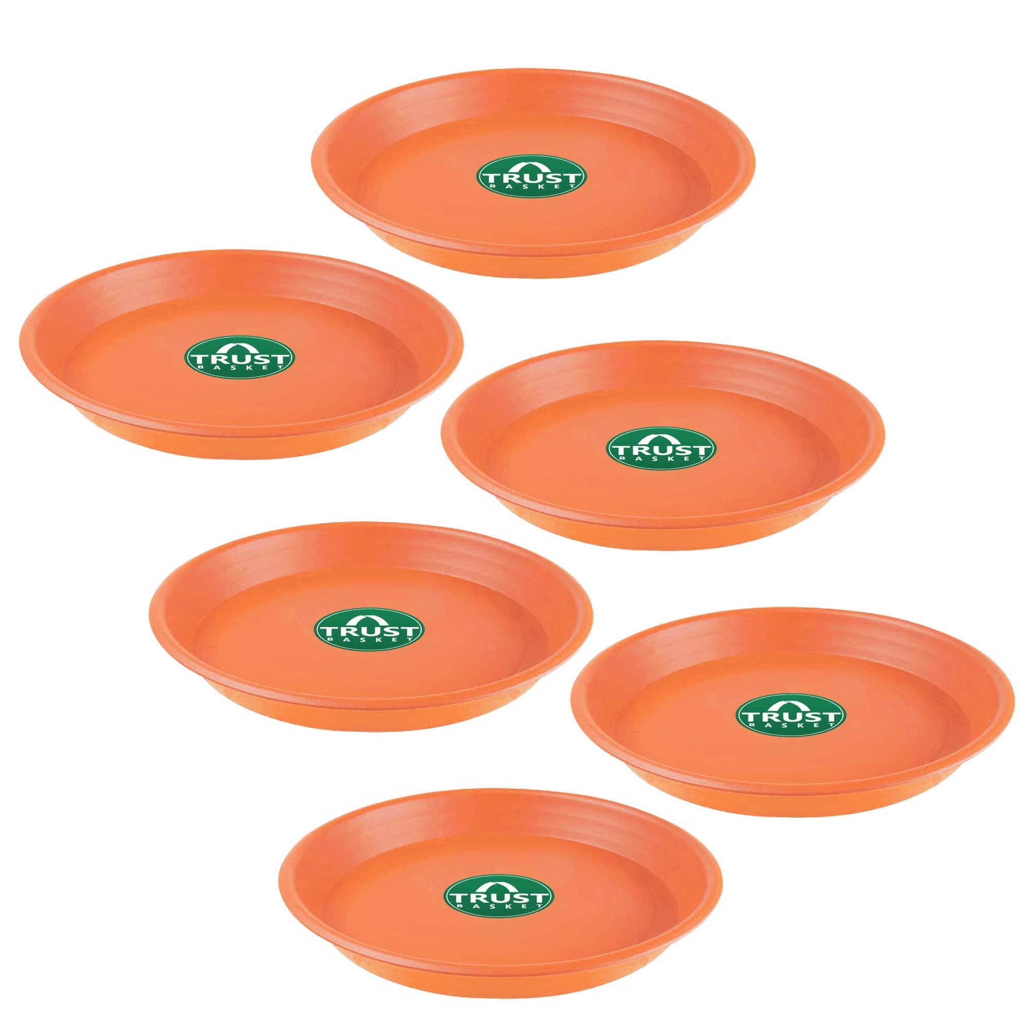 TrustBasket UV Treated Round Bottom Tray(Plate/Saucer) Suitable for 12 inch Round Plastic Pot-Terracotta Color-Set of 6 | Heavy Duty Highly Durable Plant Saucer Gamla for Indoor Home Decor & Outdoor